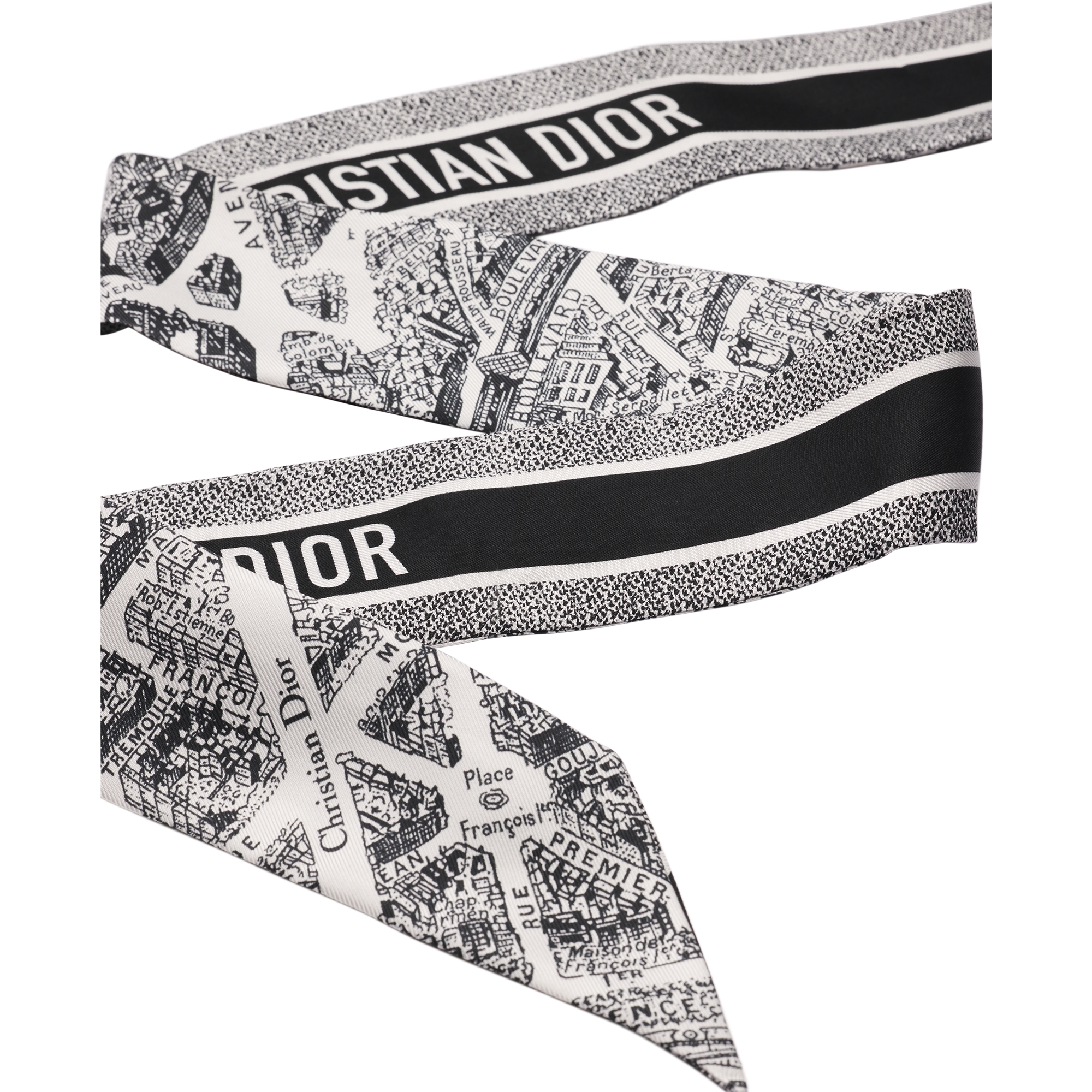 Plan de Paris Mitzah Scarf White and Black Silk Twill E10