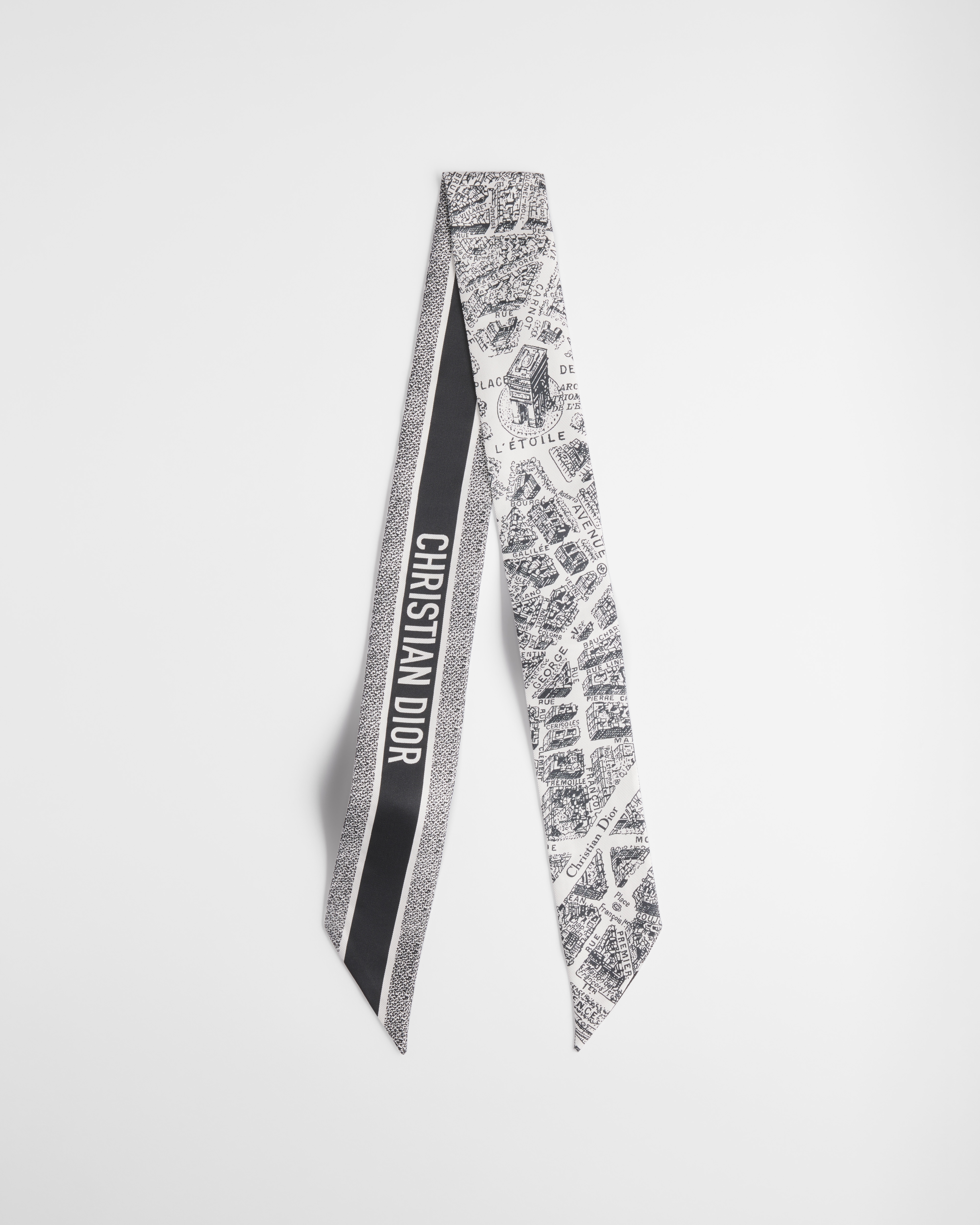 Mitzah Plan de Paris Twill de soie blanche et noire E01