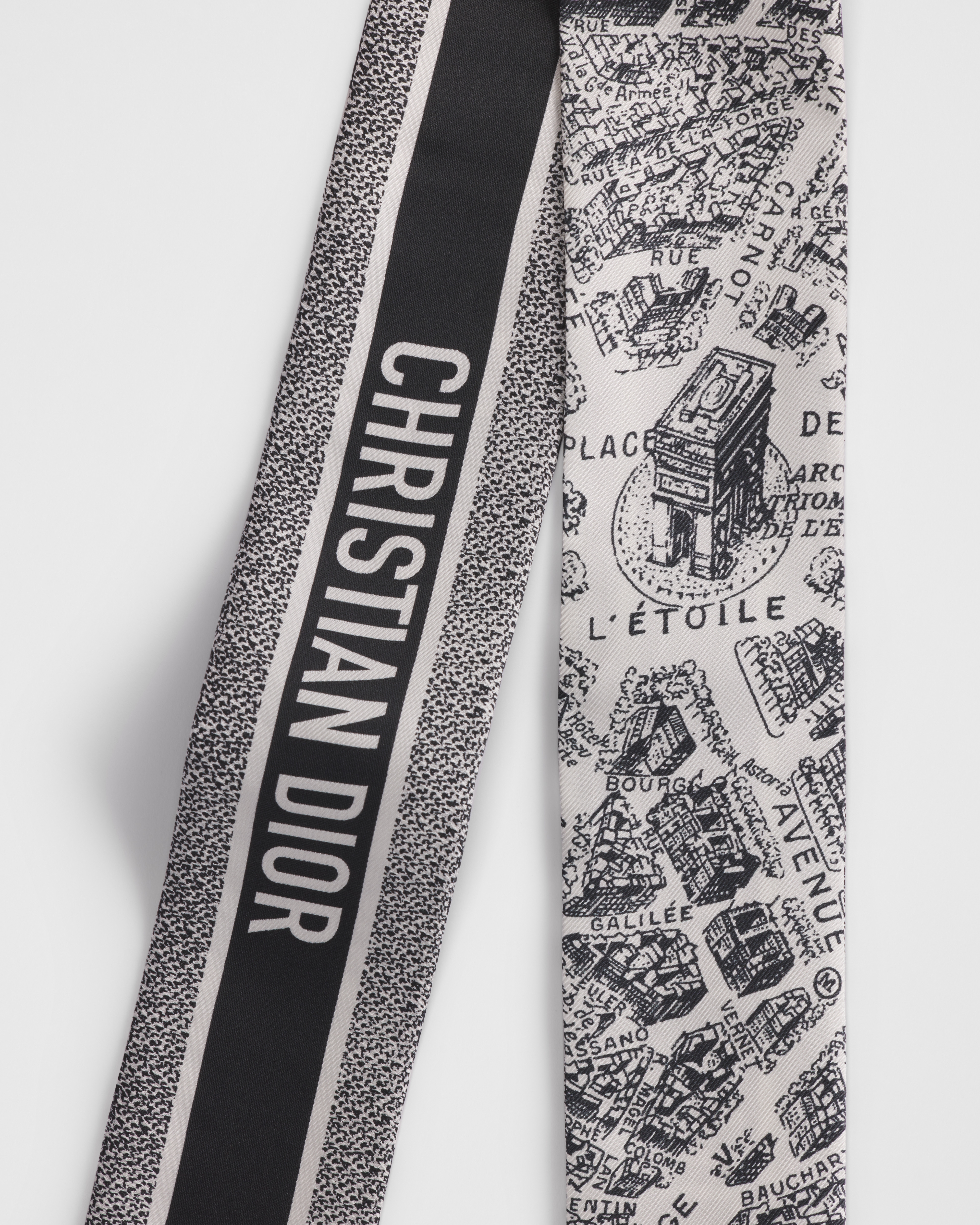Plan de Paris Mitzah Scarf White and Black Silk Twill E09