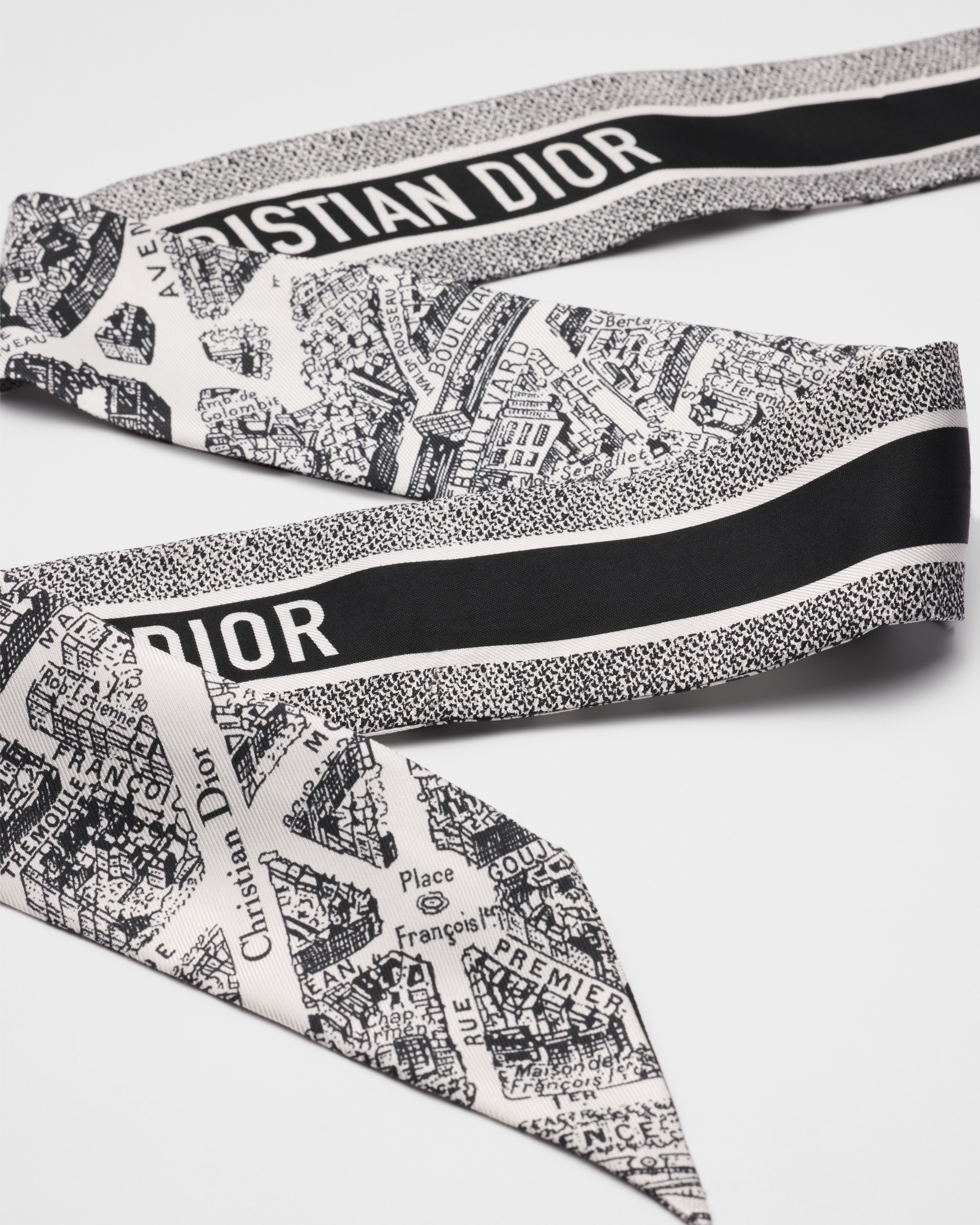 Mitzah Plan de Paris Twill de soie blanche et noire E10