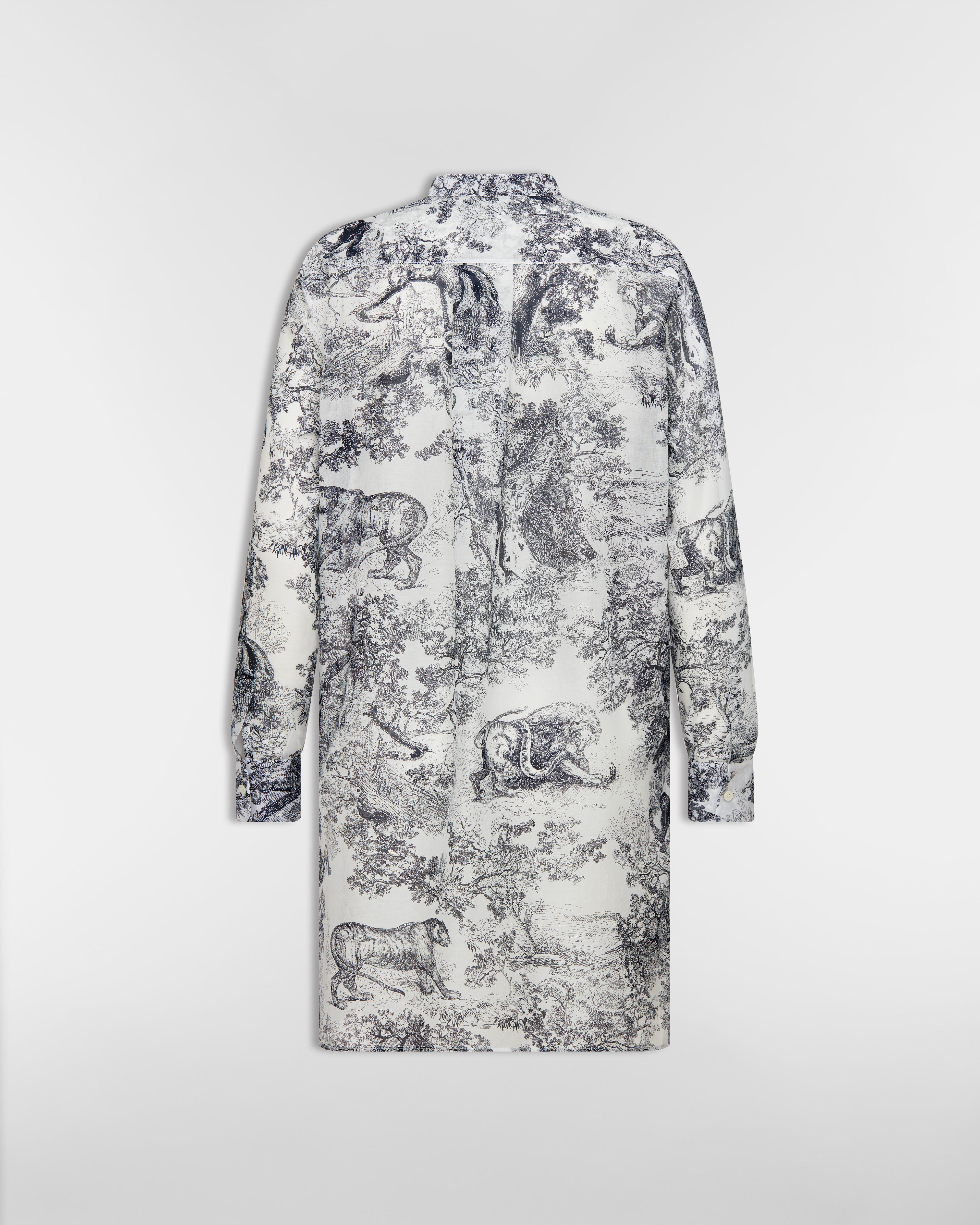 Lange Dioriviera Bluse Toile de Jouy Sauvage Baumwollmusselin in Weiß und Marineblau E08