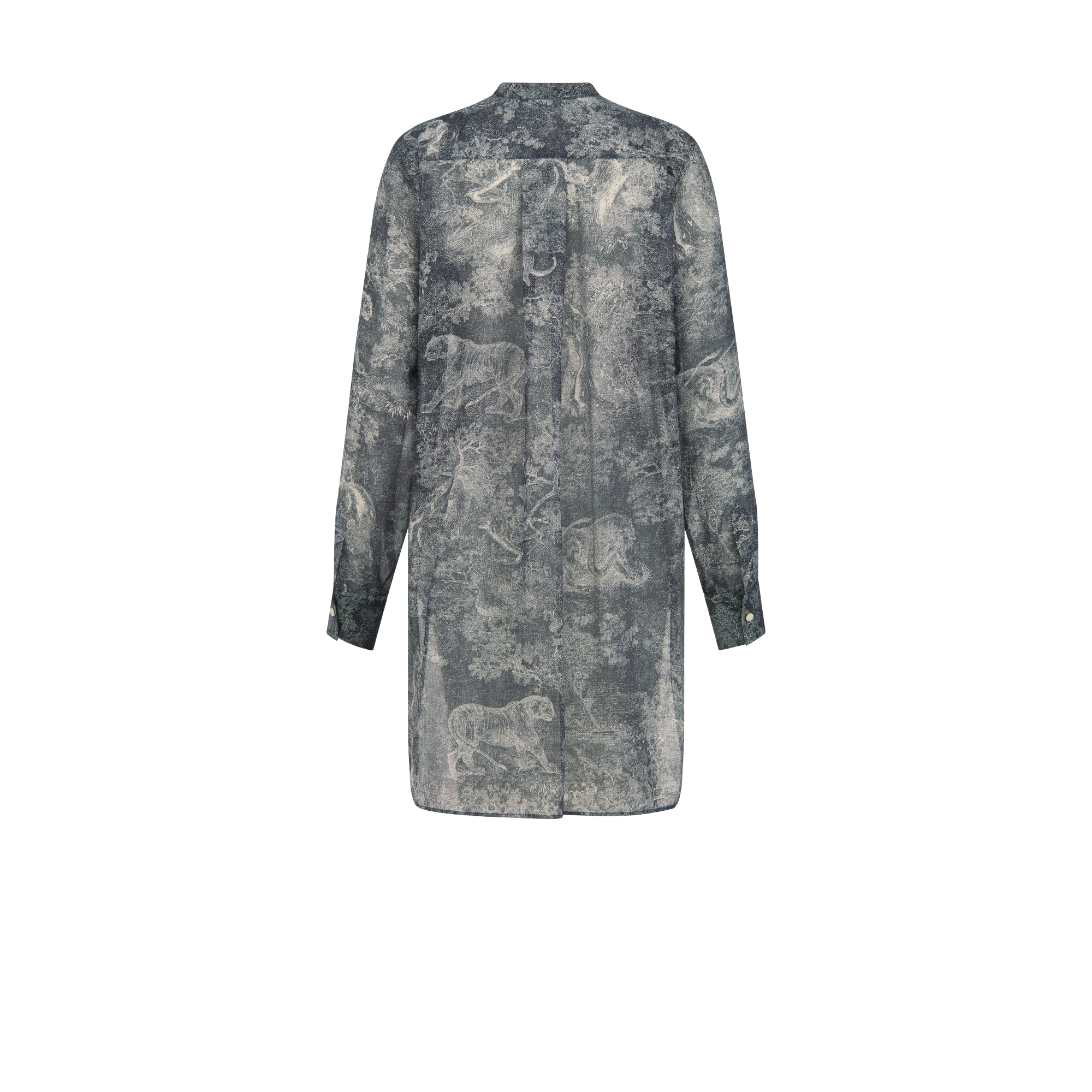 Blusa larga Dioriviera Muselina de algodón en azul oscuro y blanco con motivo Toile de Jouy Sauvage E08