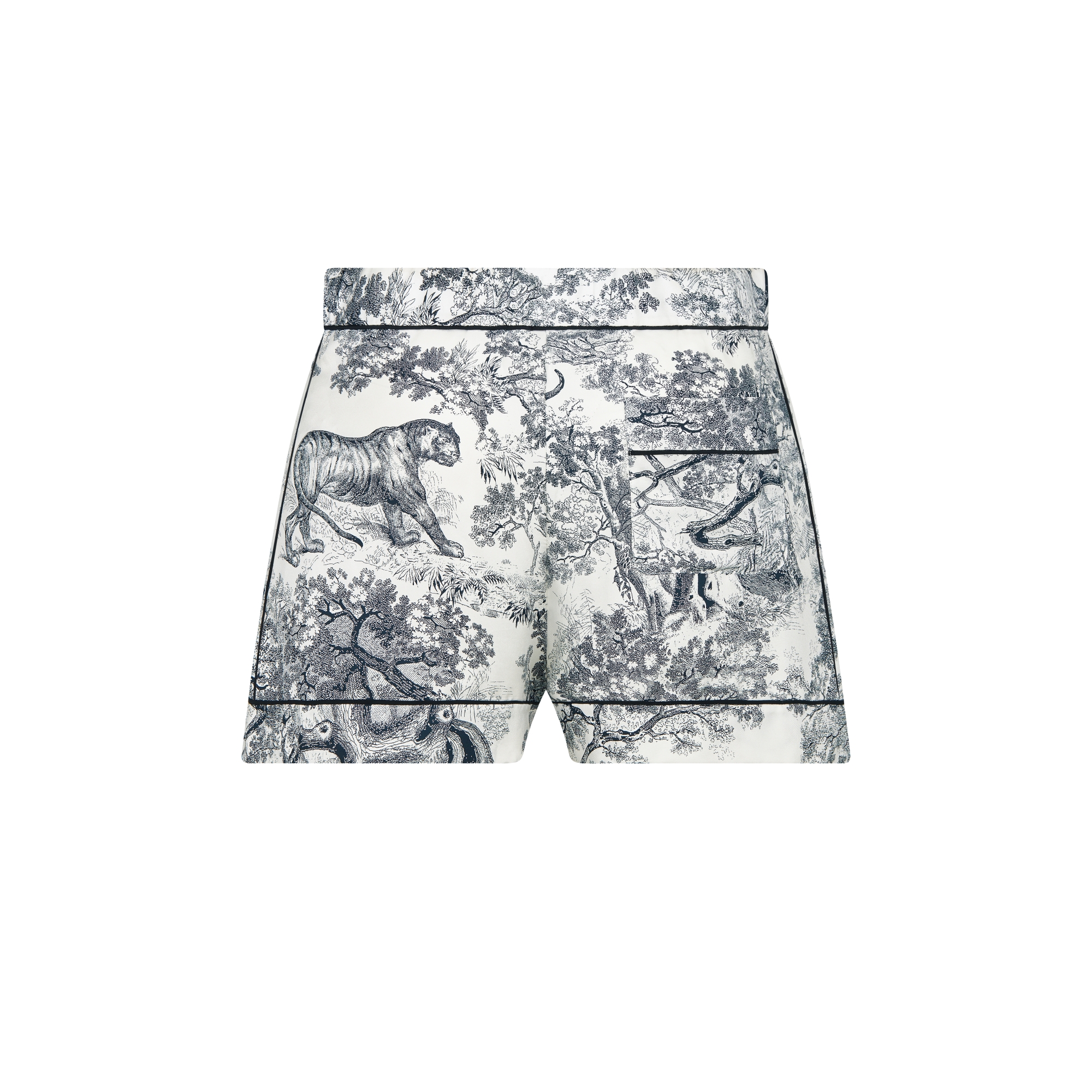 Dior Chez Moi Shorts White and Navy Blue Toile de Jouy Silk Twill E08