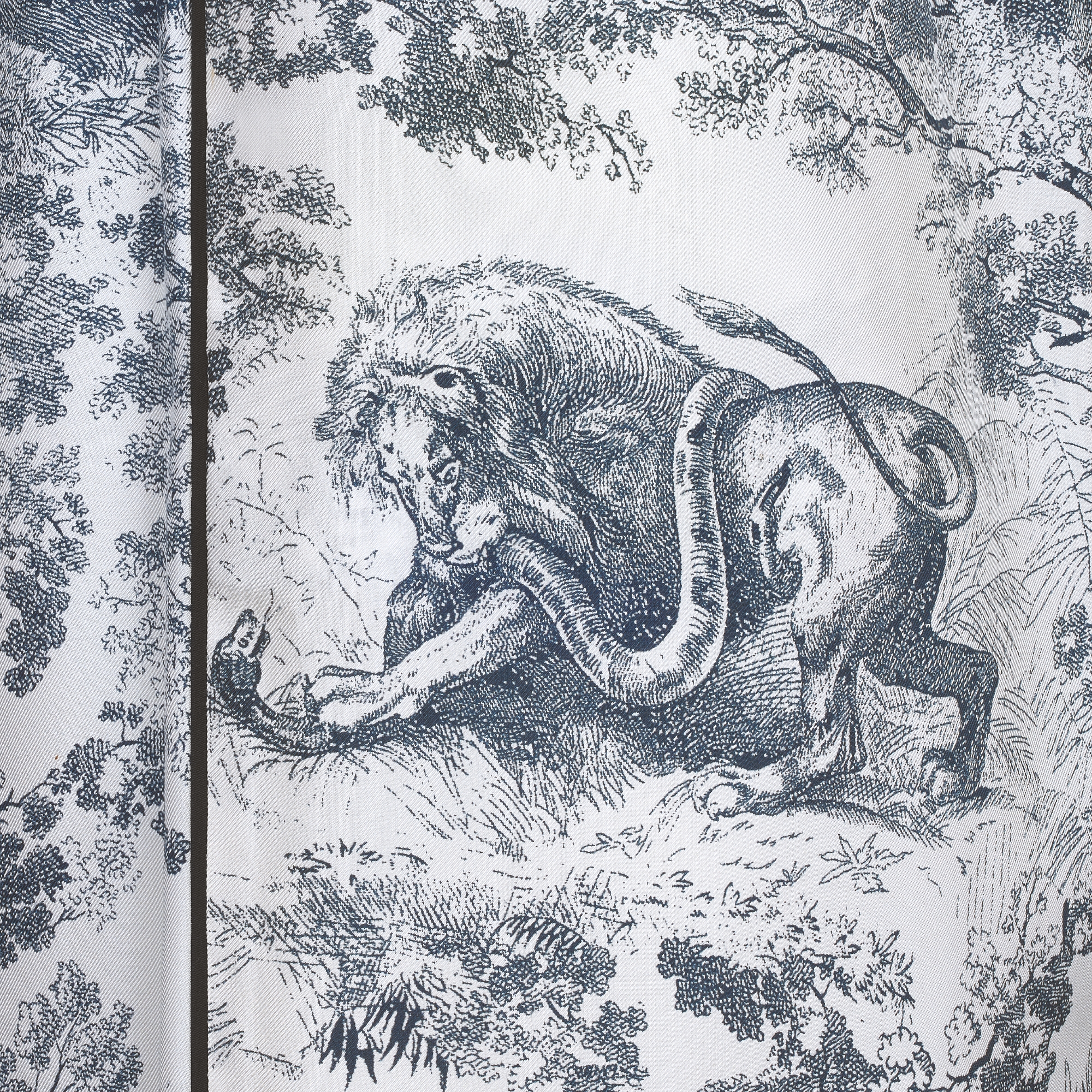 Dioriviera Dior Chez Moi Pants White and Navy Blue Toile de Jouy Silk Twill E09