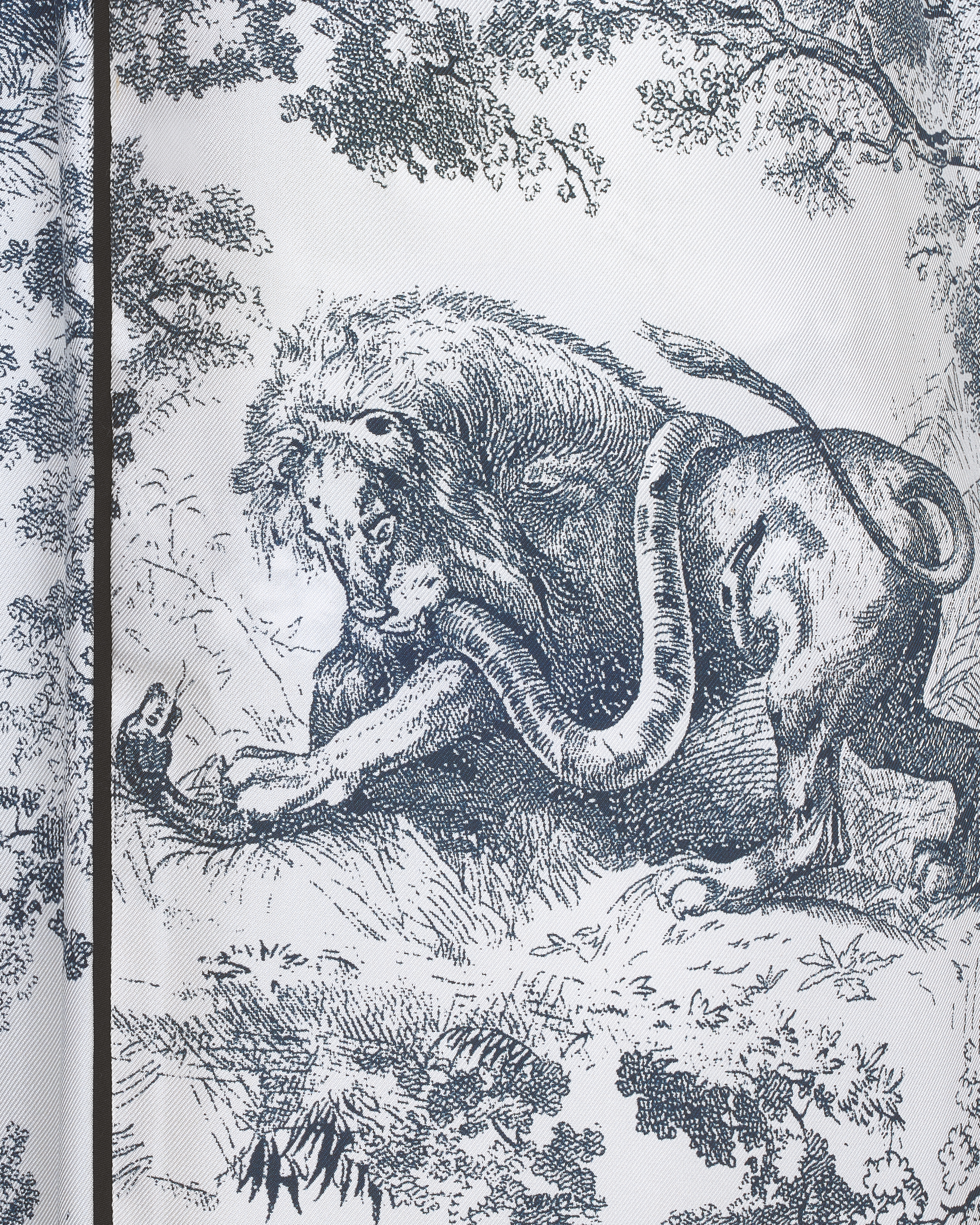 Dioriviera Dior Chez Moi Pants White and Navy Blue Toile de Jouy Silk Twill E09