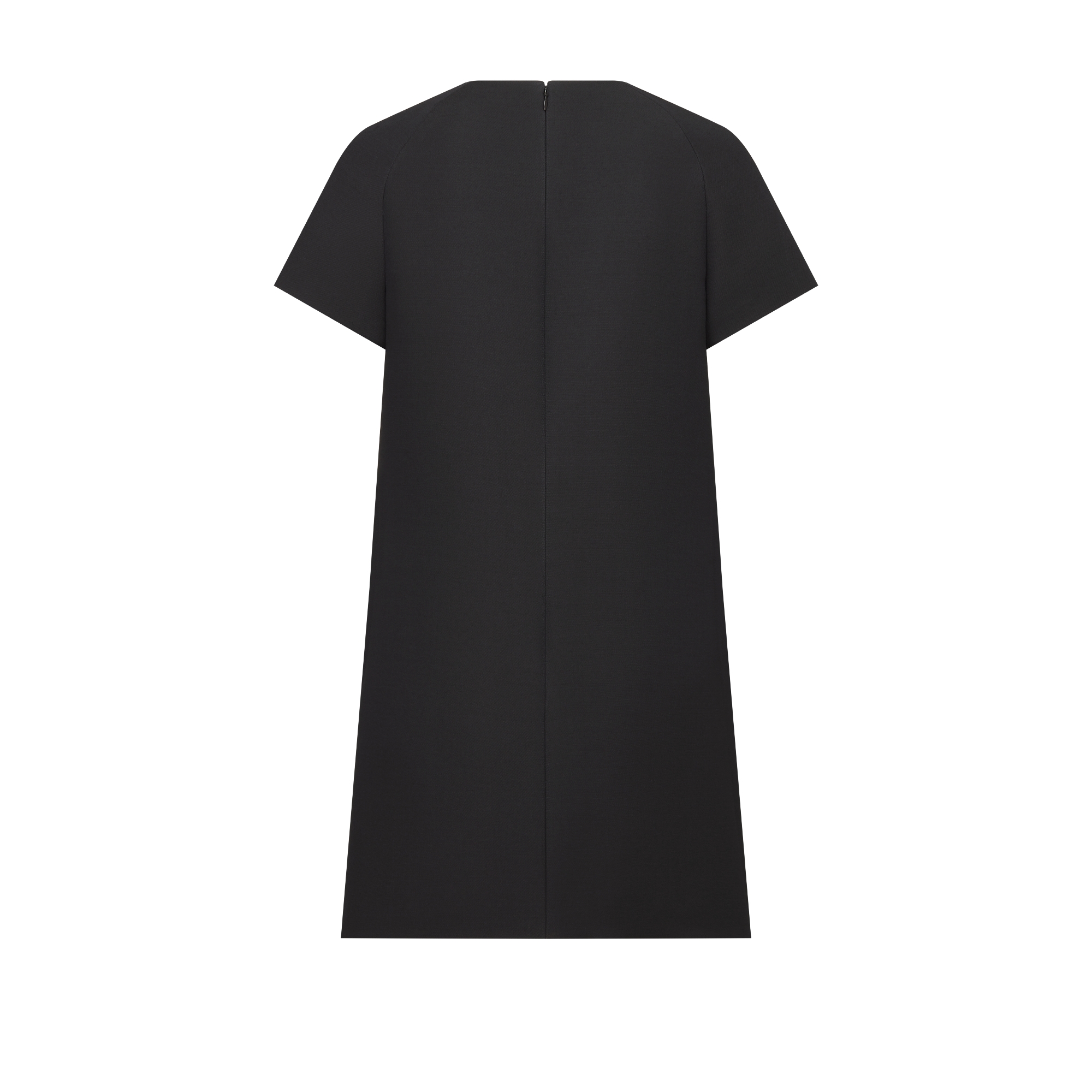 Straight Dress Black Wool and Silk E08