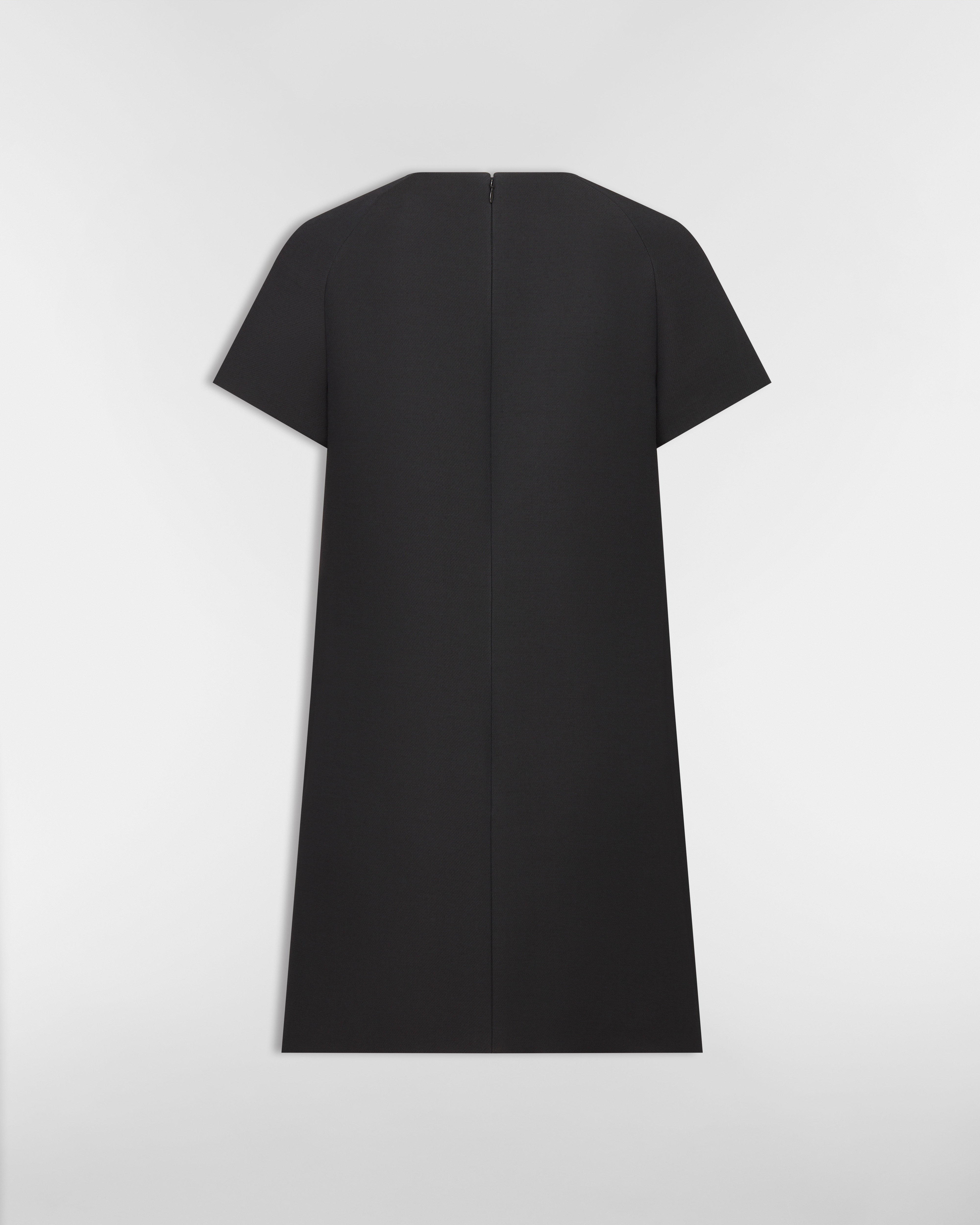 Straight Dress Black Wool and Silk E08