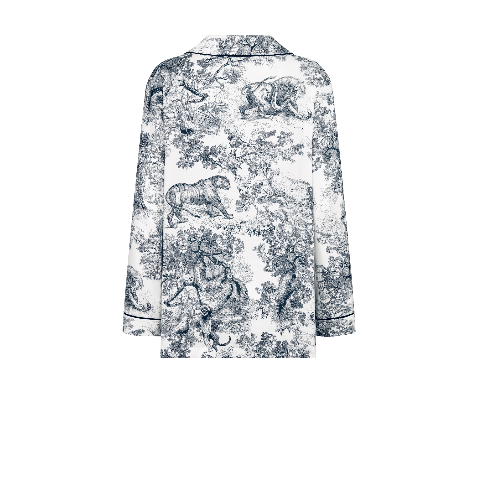 Dioriviera Dior Chez Moi Shirt White and Navy Blue Toile de Jouy Silk Twill E08