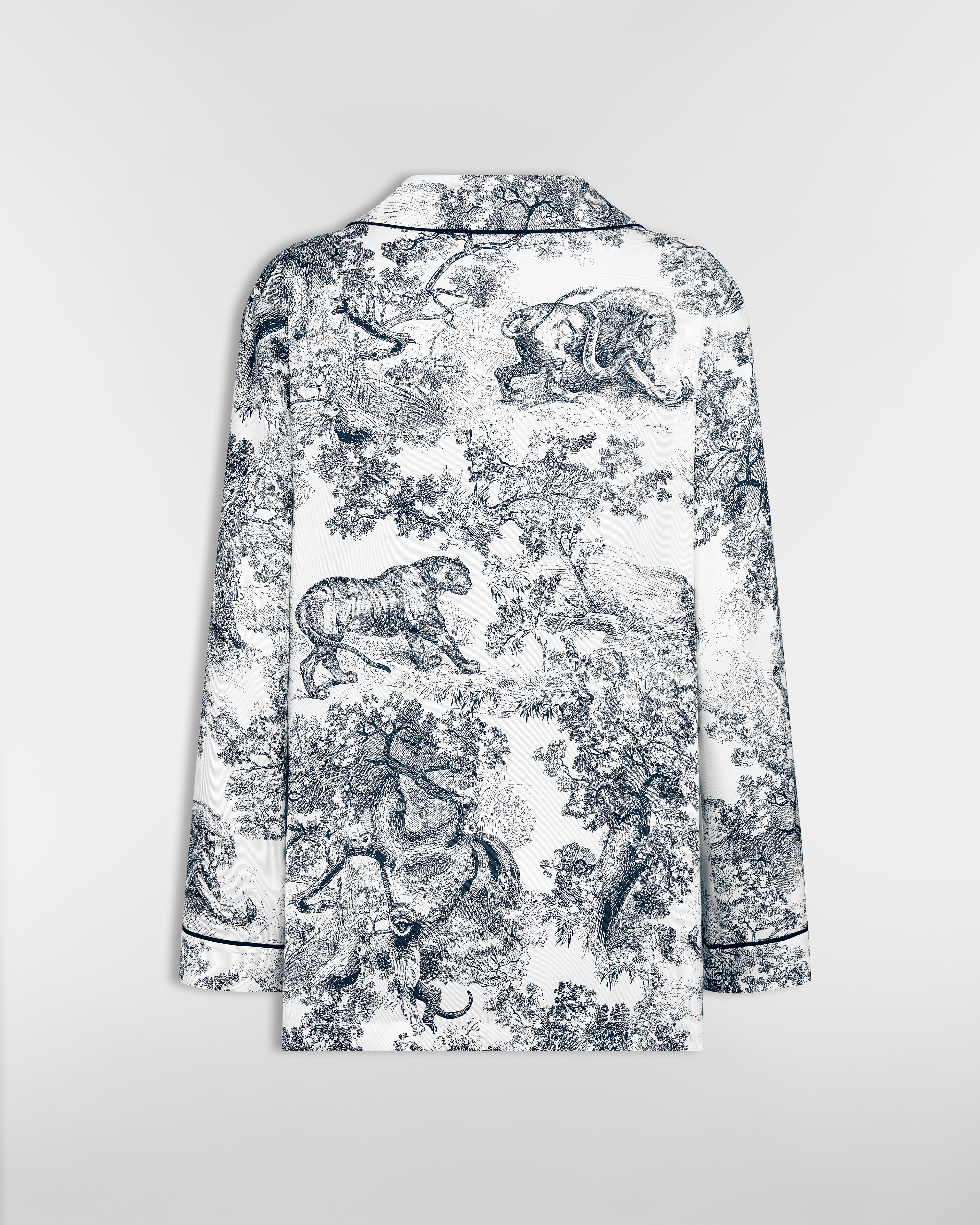 Dioriviera Dior Chez Moi Shirt White and Navy Blue Toile de Jouy Silk Twill E08