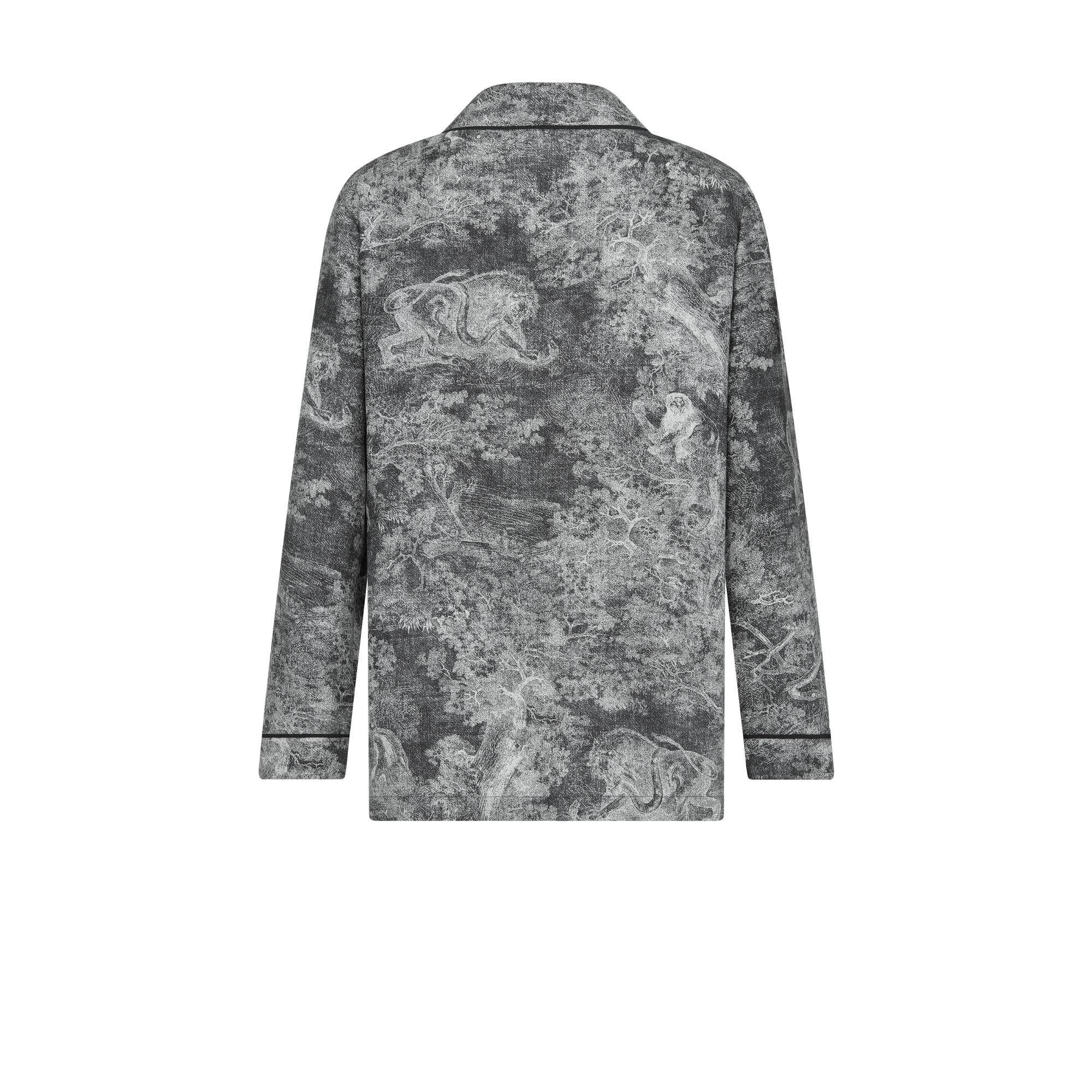 Dioriviera Shirt Deep Blue and White Silk Twill with Toile de Jouy Sauvage Motif E08