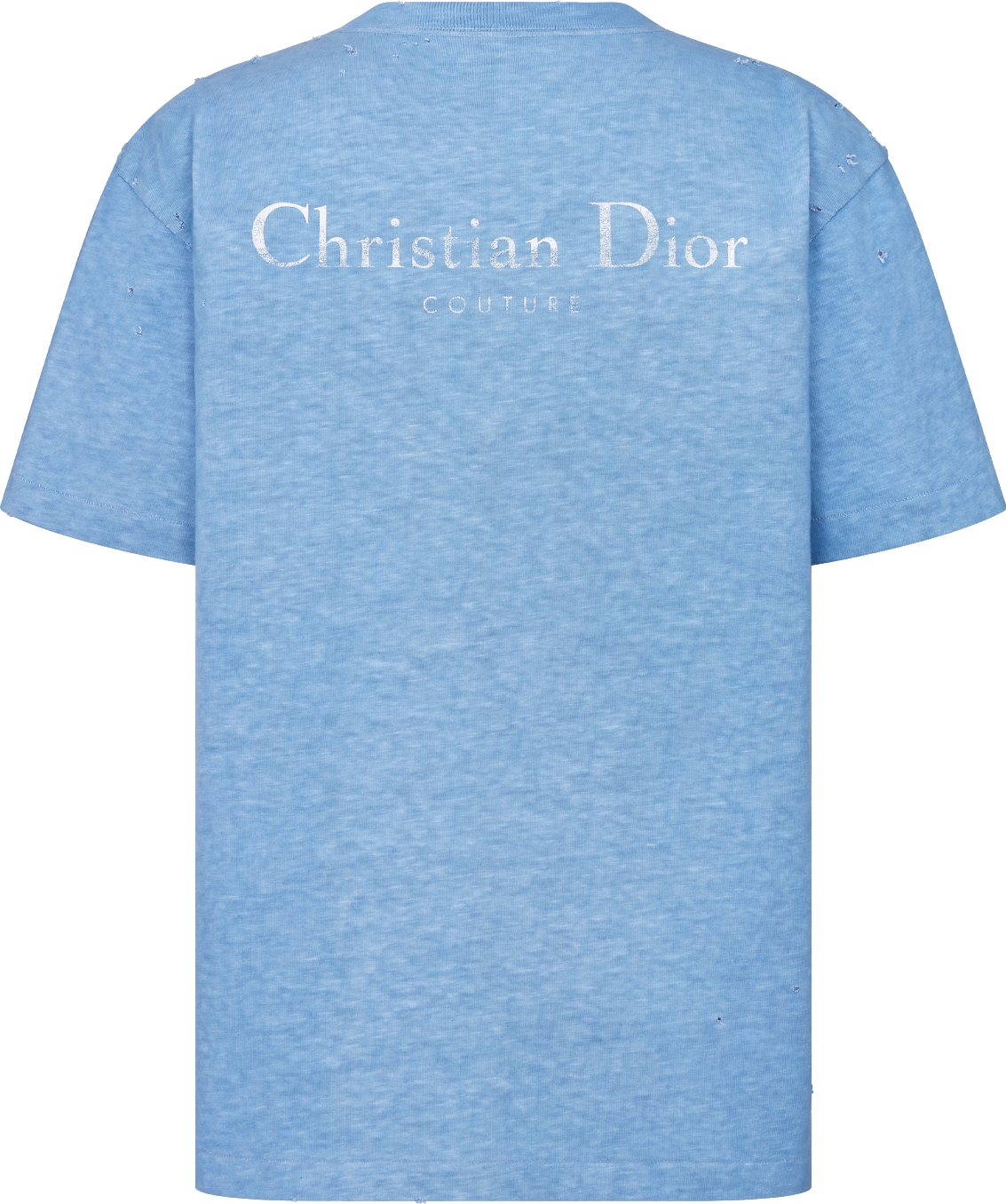 DIOR Christian Dior Couture T Shirt Relaxed Fit Blue Distressed Effect Cotton Jersey Size S Men