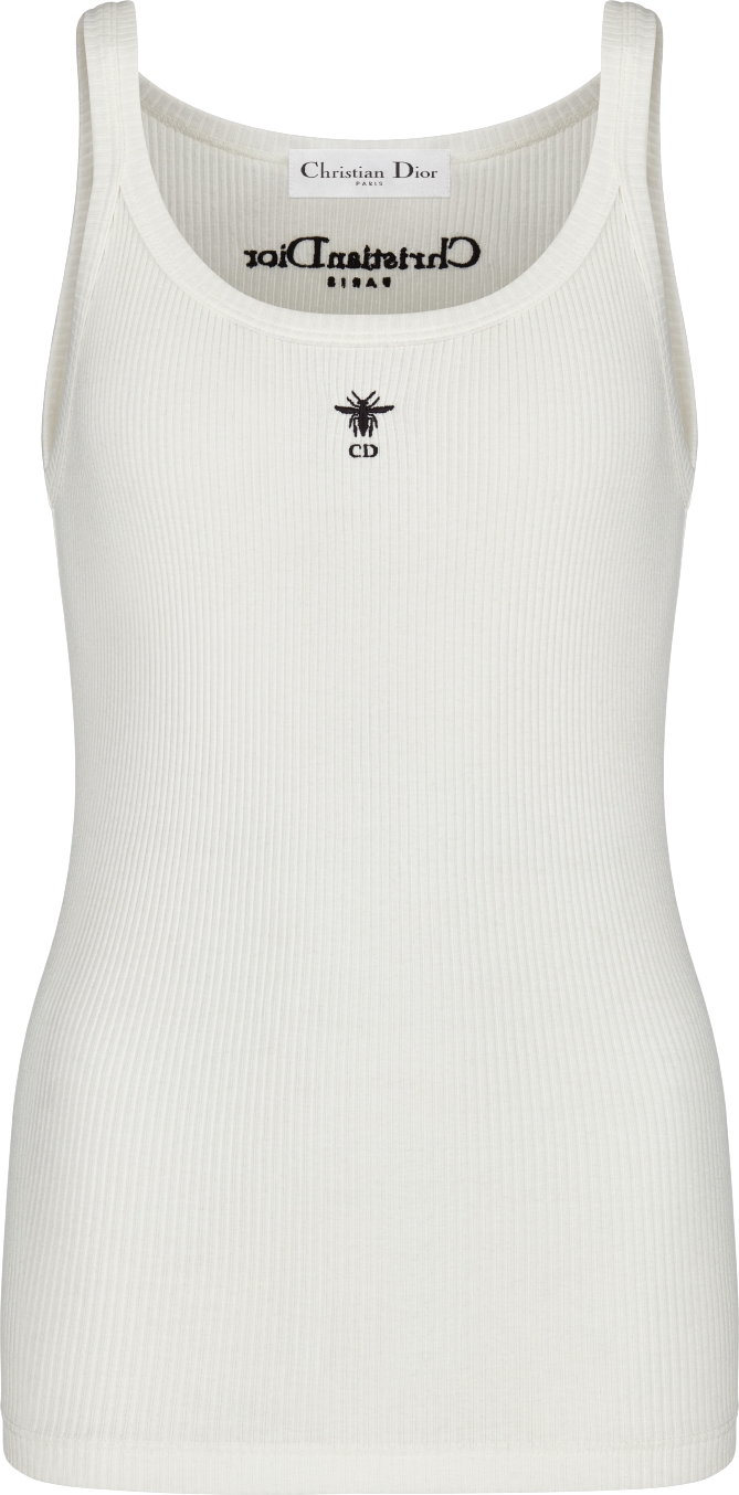 Tank Top White Ribbed Cotton Jersey DIOR