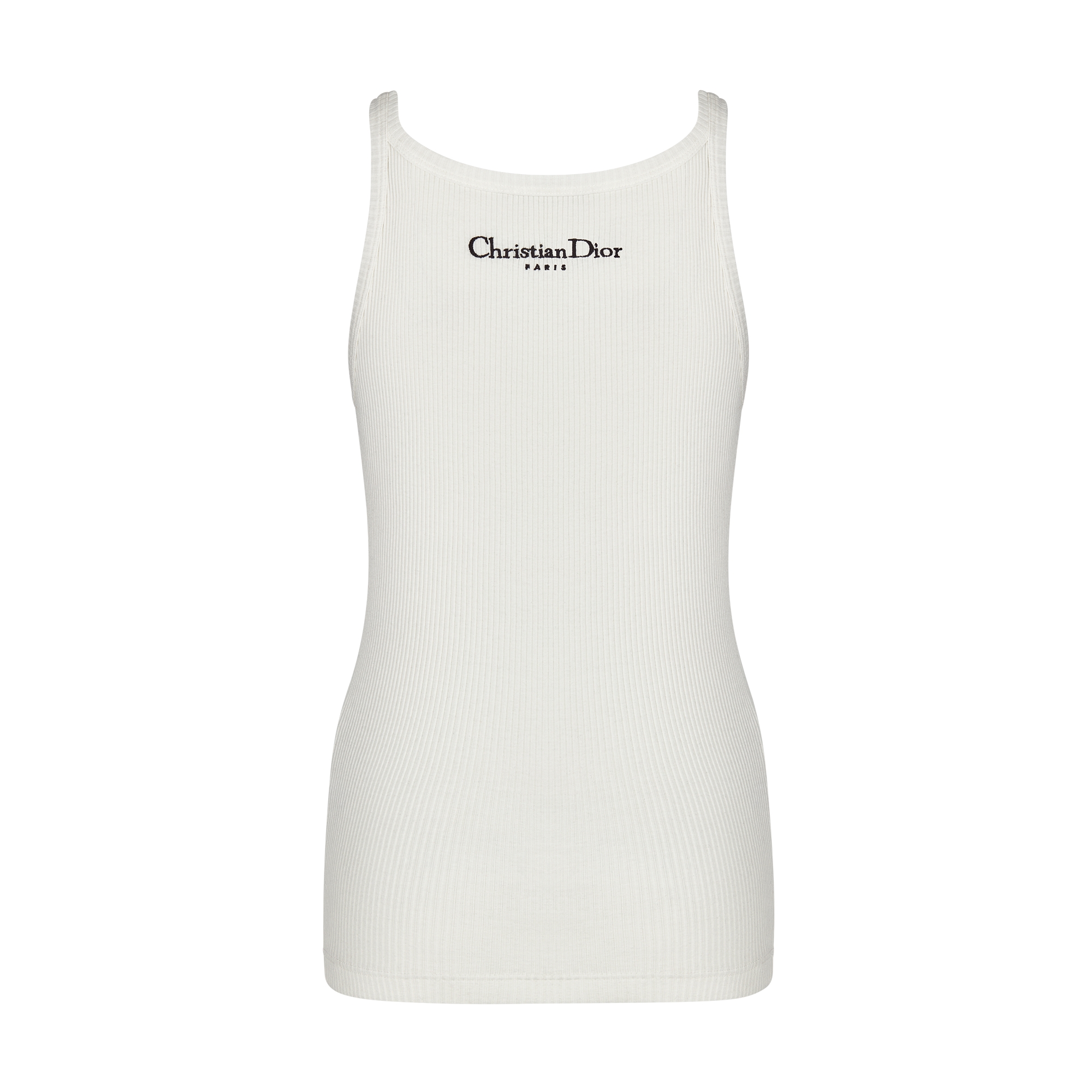 Tank Top White Ribbed Cotton Jersey E08