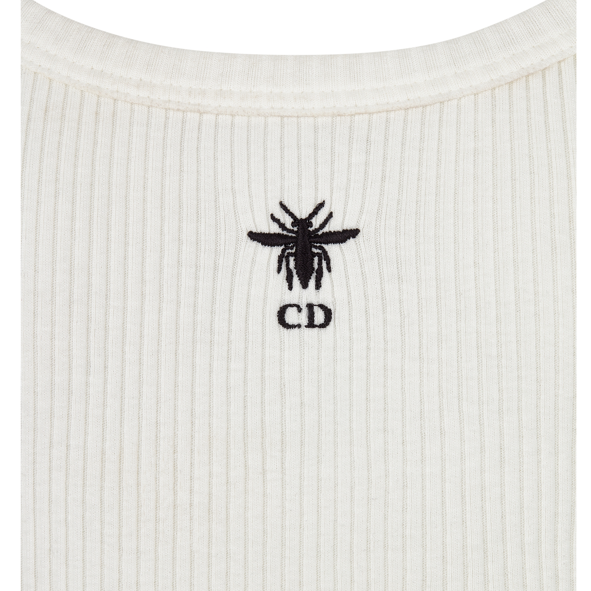 Tank Top White Ribbed Cotton Jersey E09