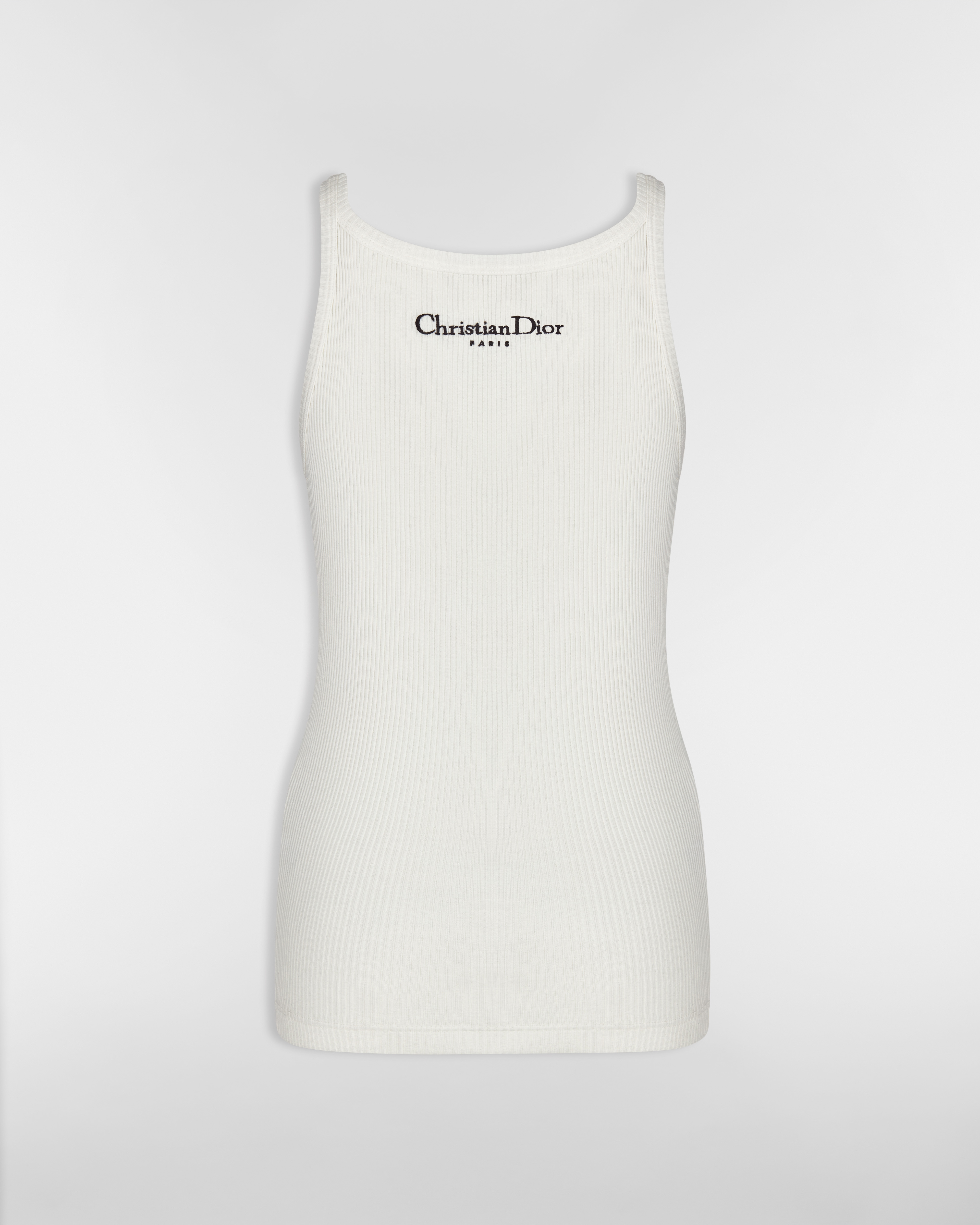 Tank Top White Ribbed Cotton Jersey E08
