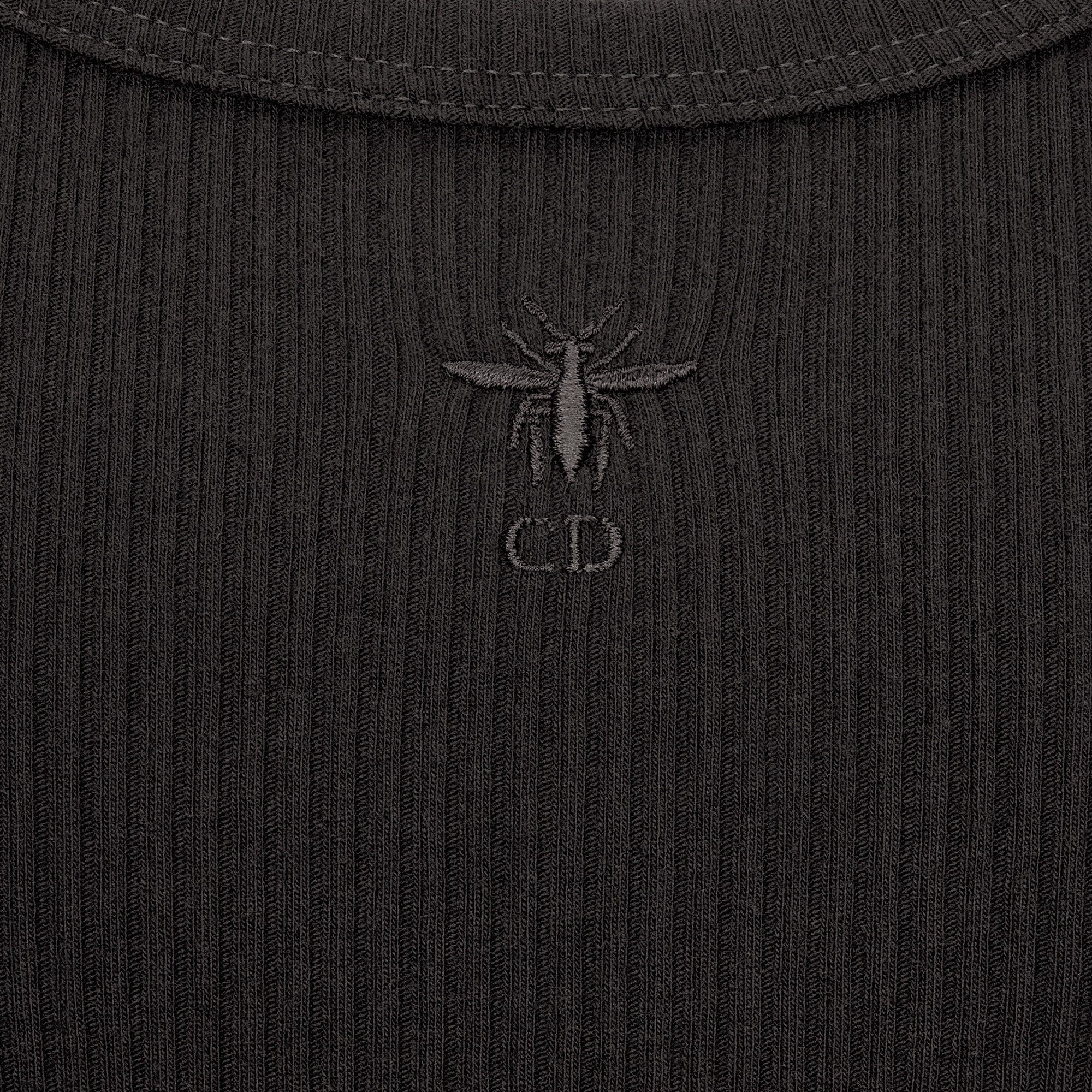 Tank Top Black Ribbed Cotton Jersey E09