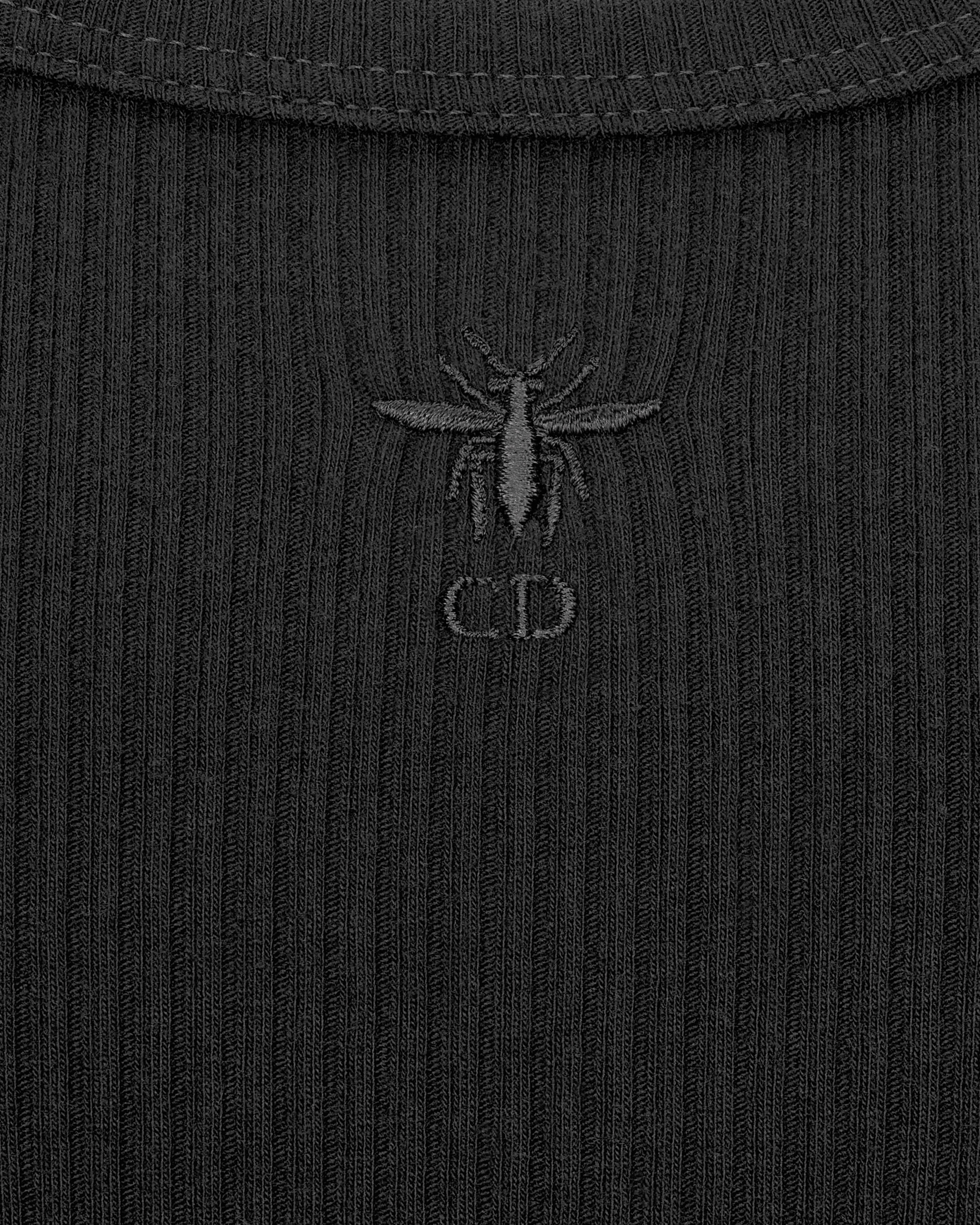 Tank Top Black Ribbed Cotton Jersey E09