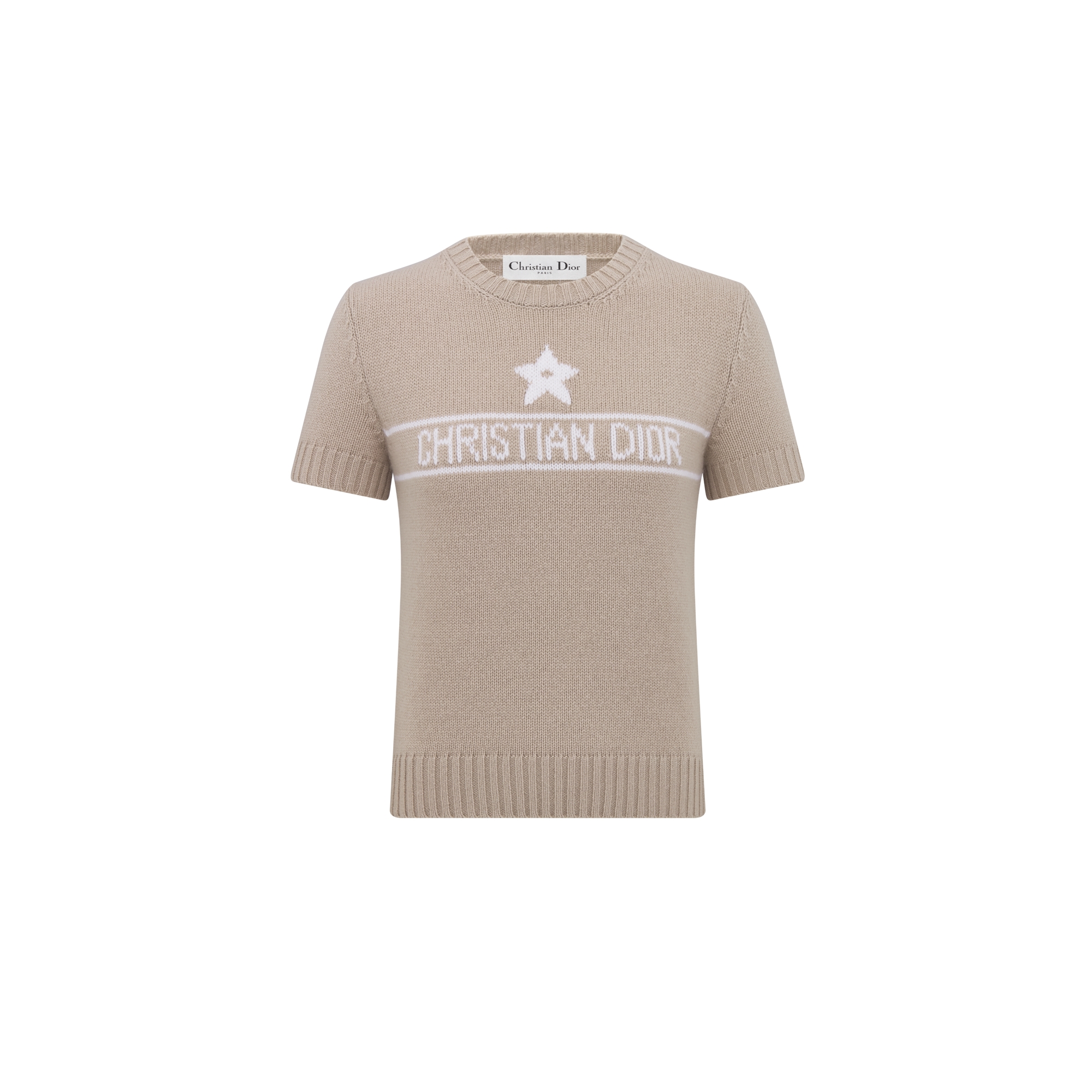 Short-Sleeved Sweater Beige Cashmere Knit E01