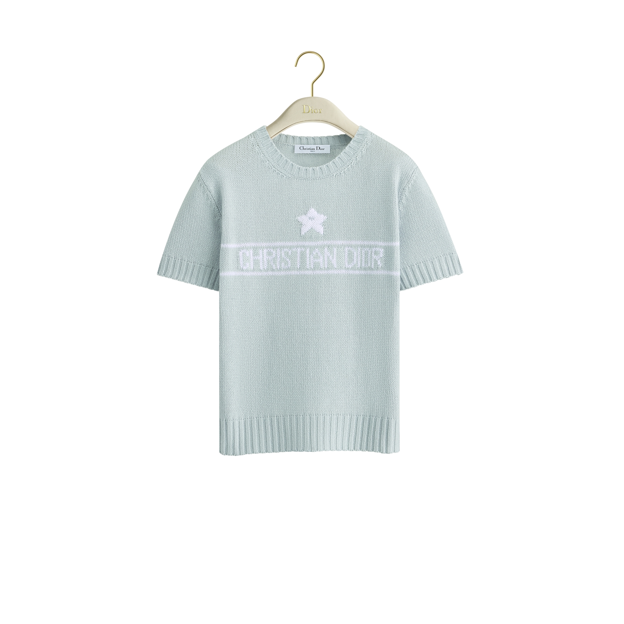 Short-Sleeved Sweater Blue Cashmere Knit E01