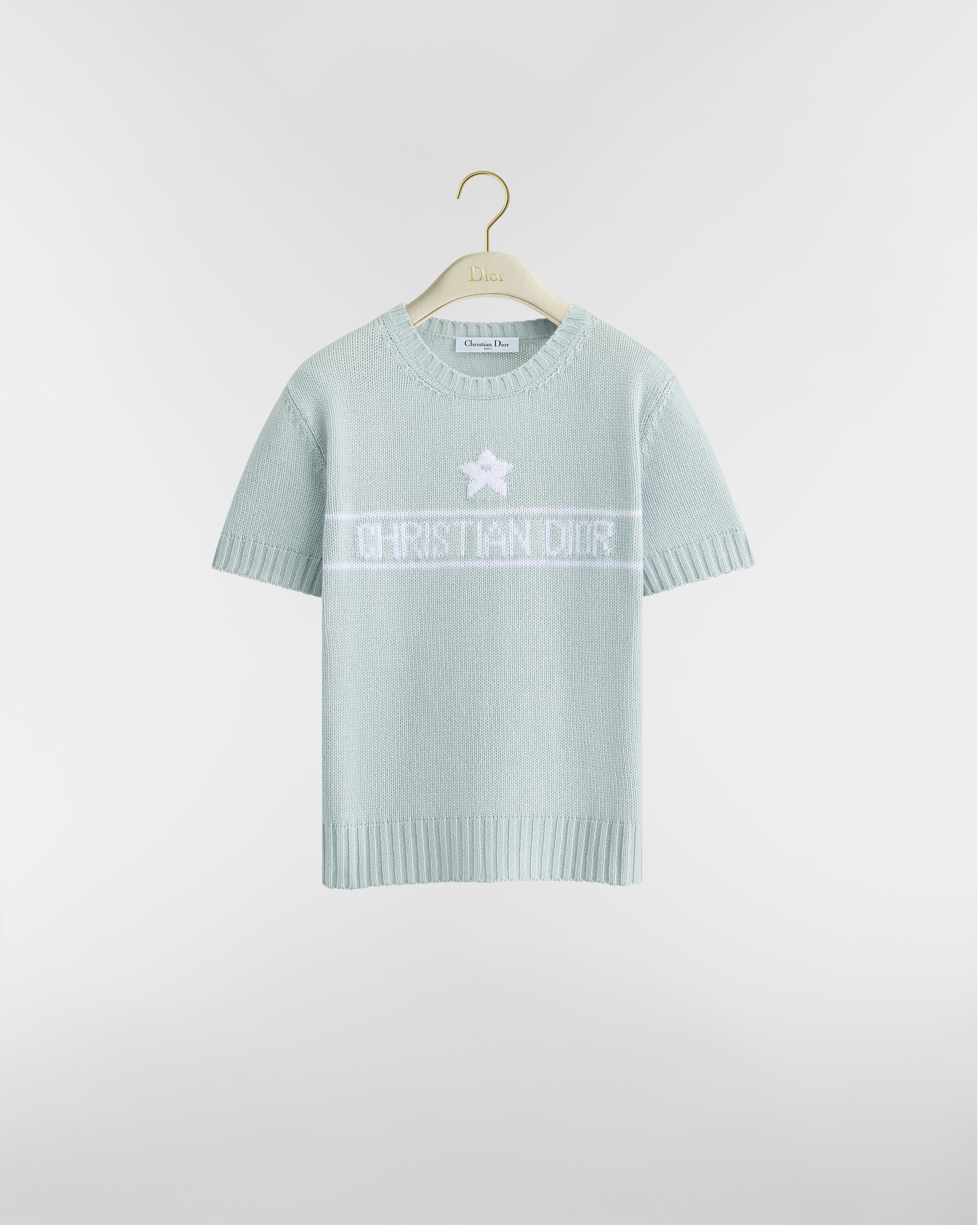 Short-Sleeved Sweater Blue Cashmere Knit E01