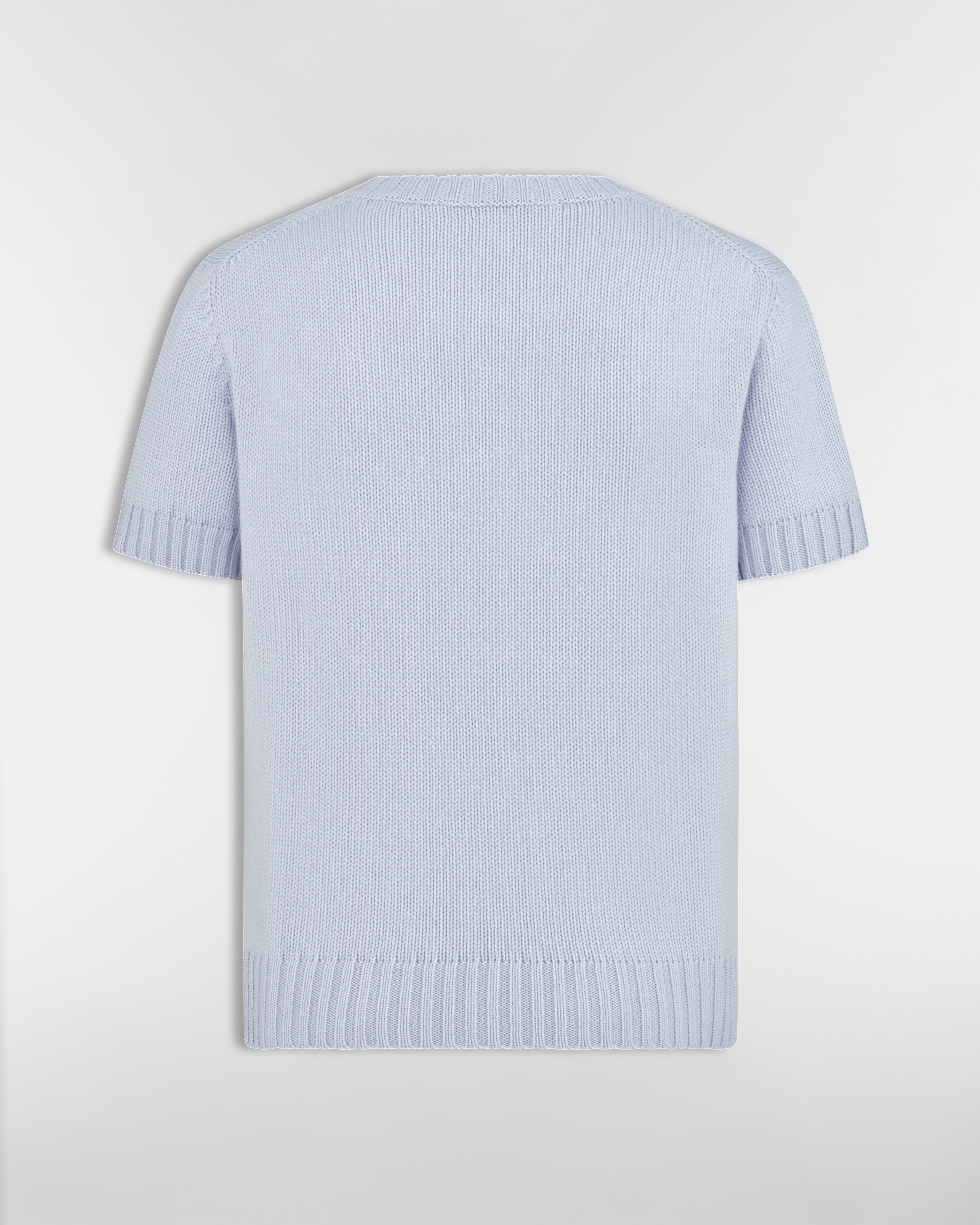 كنزة بأكمام قصيرة كشمير محبوك باللون الأزرق E08