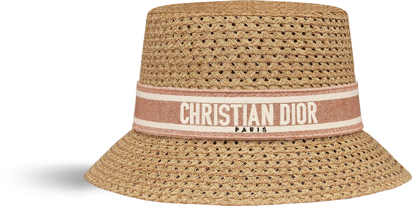 ァッション人気ブランドランキング Embroidered White and Vents des Rose with Straw Hat Brim Small D-Bobby Band DIOR |  帽子