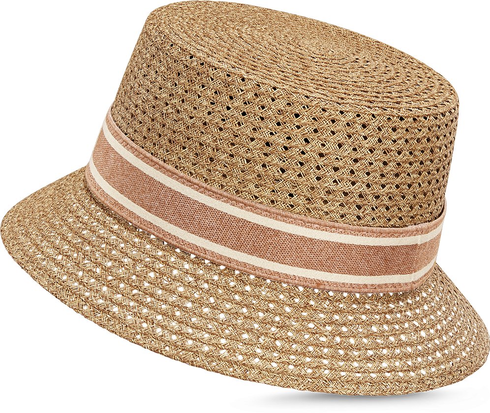 D-Bobby Small Brim Hat Straw with Rose des Vents and White Embroidered Band  | DIOR