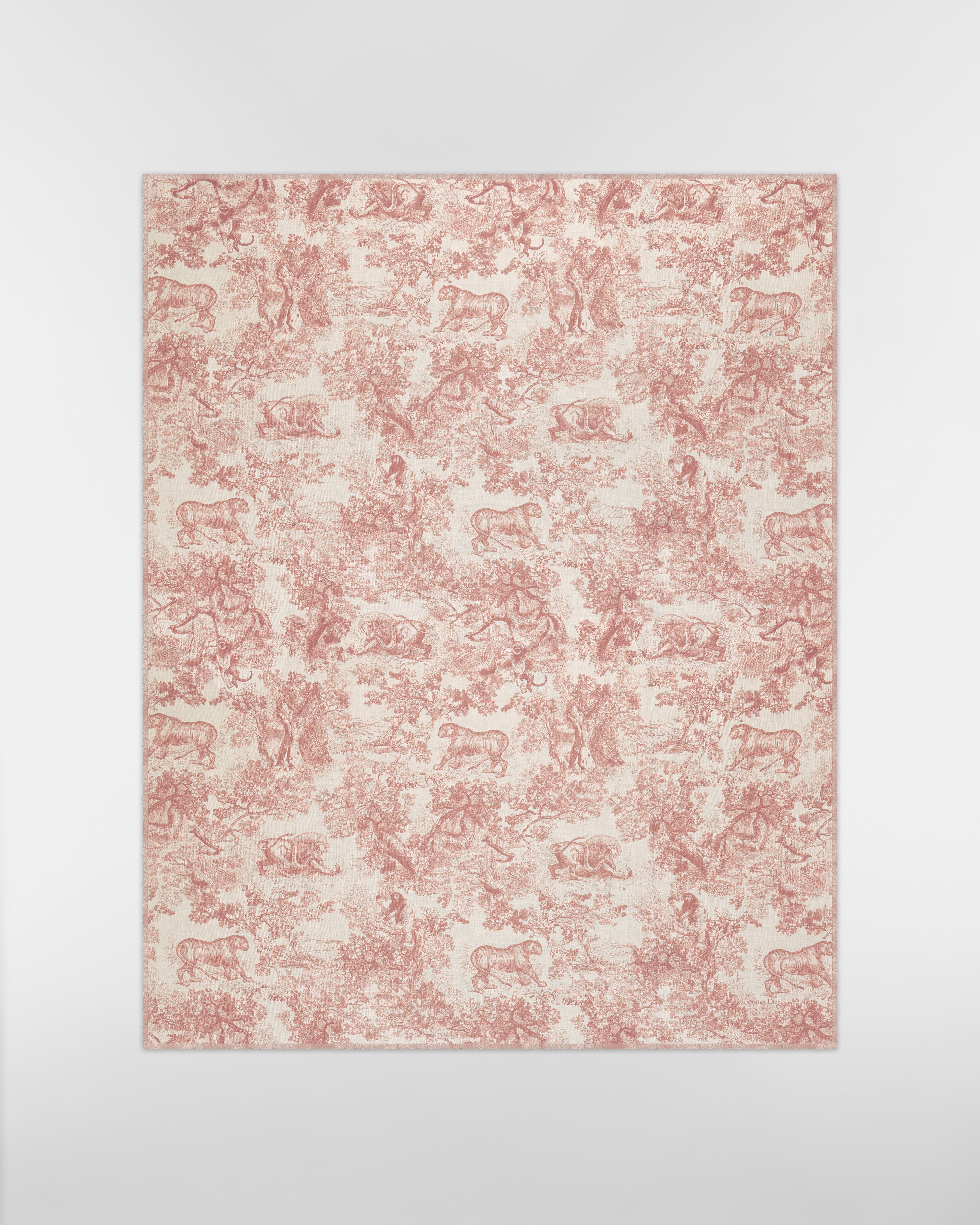 Toile de Jouy Sauvage Stole Ivory and Rose des Vents Cashmere E07