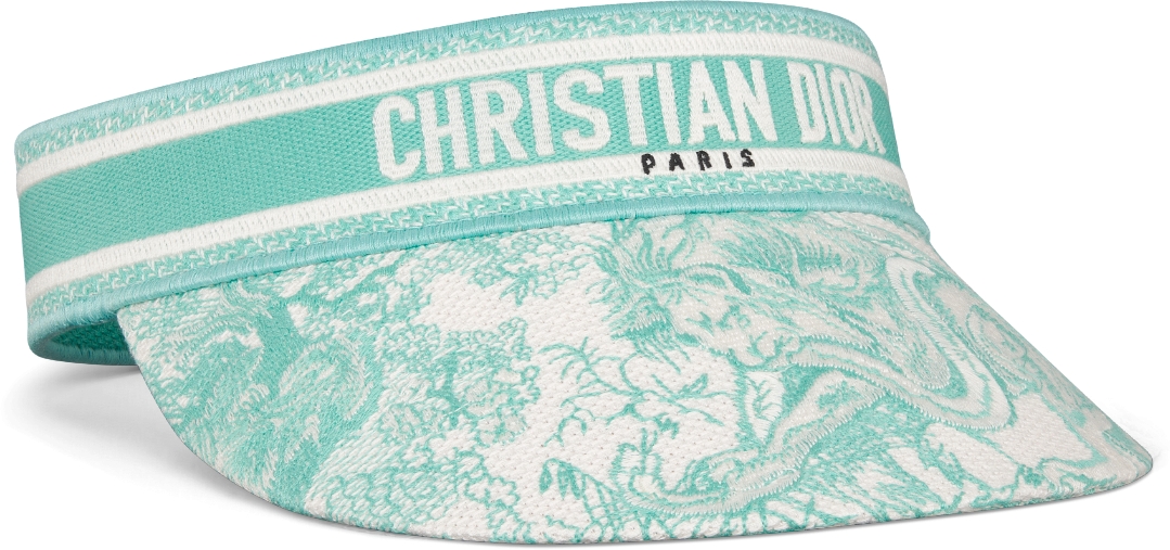 Dioriviera D Smash Toile de Jouy Sauvage Visor Aquamarina and White Embroidery DIOR