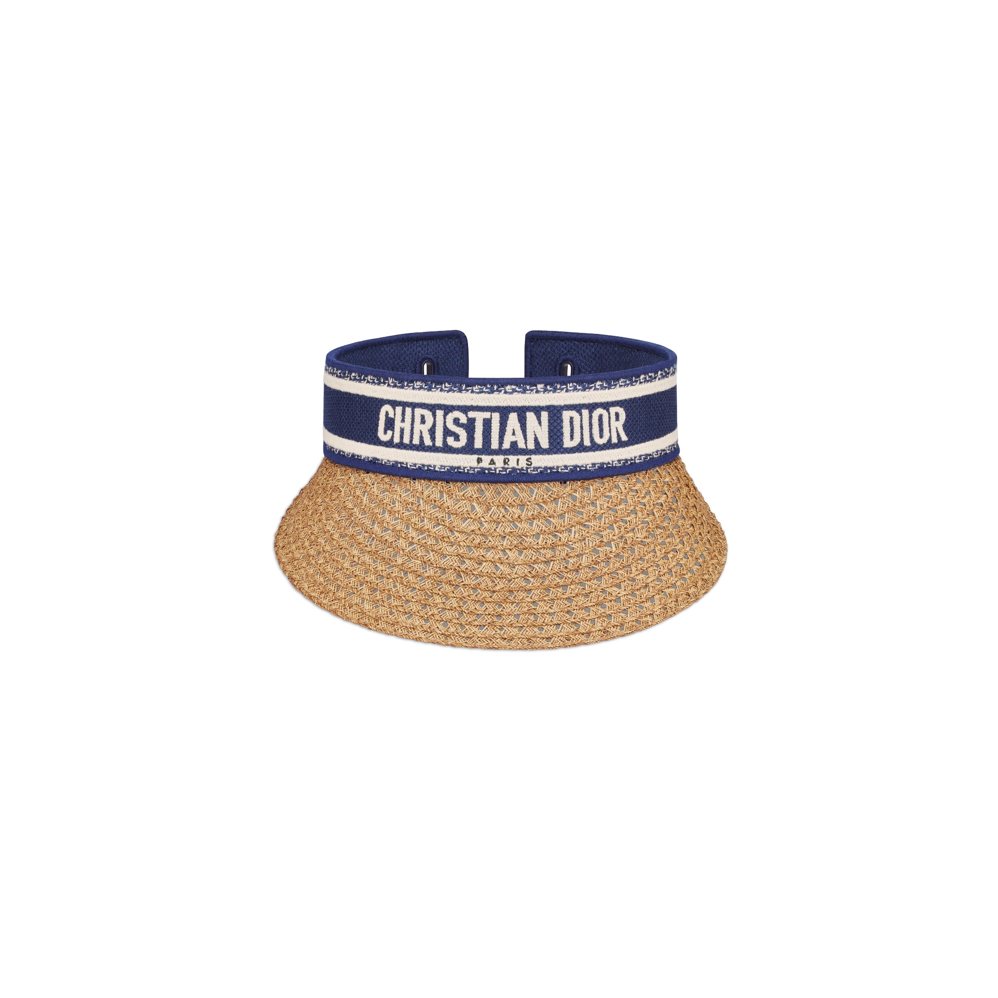 Viseira D-Ocean com Mitzah Palha com faixa bordada azul e branca E01