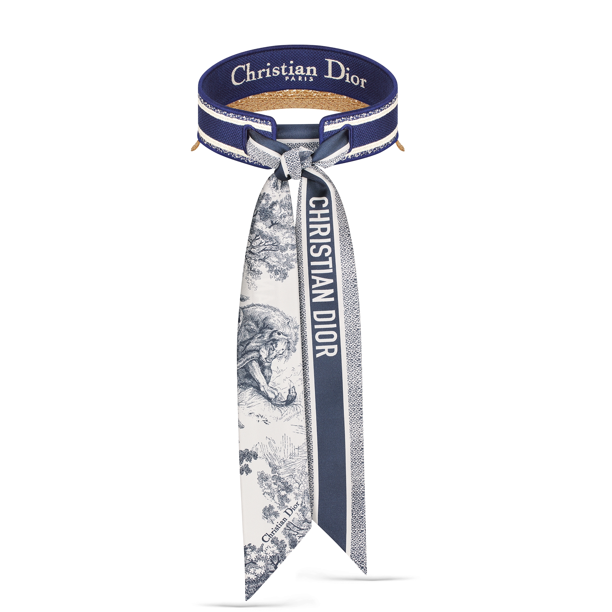 Viseira D-Ocean com Mitzah Palha com faixa bordada azul e branca E05