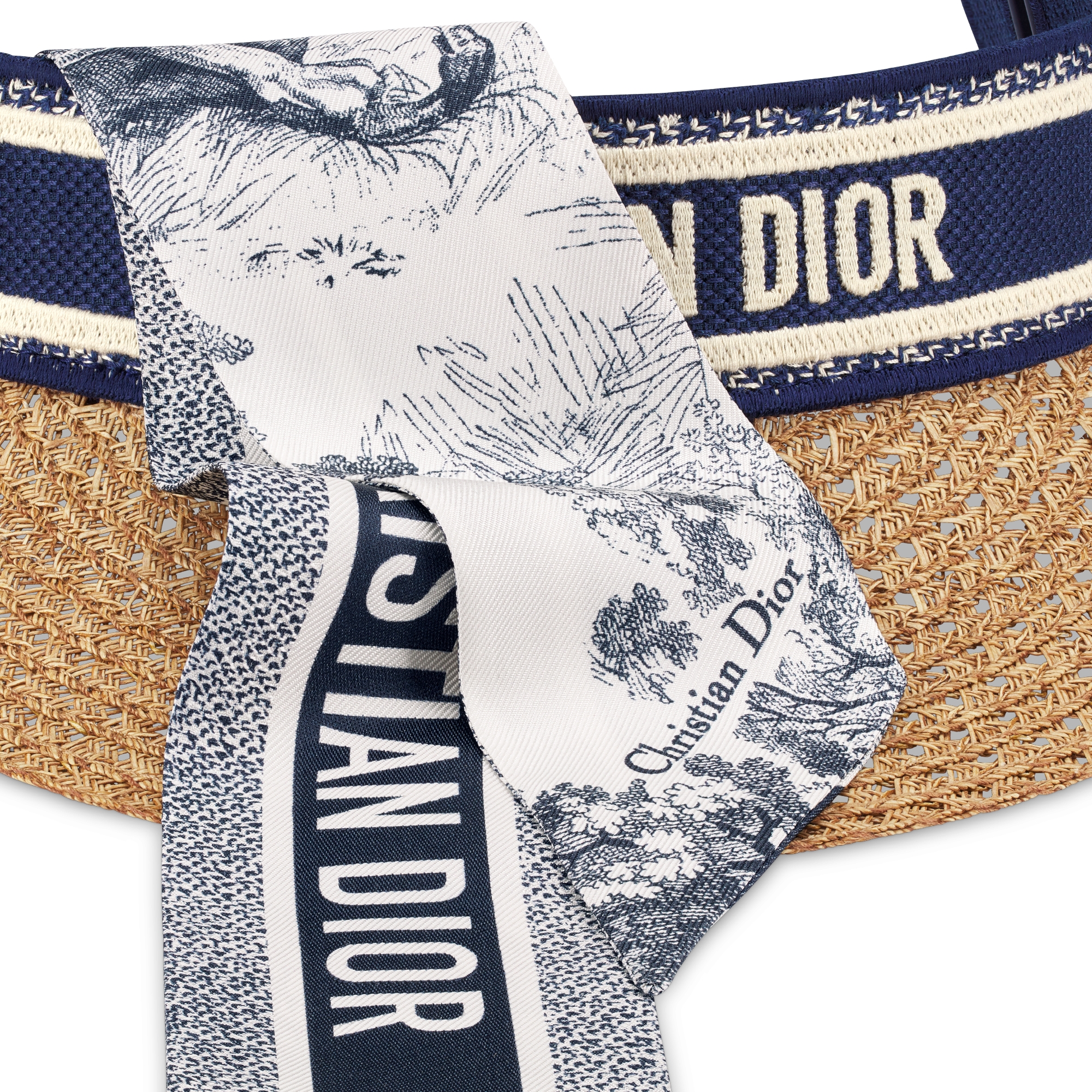 Viseira D-Ocean com Mitzah Palha com faixa bordada azul e branca E09