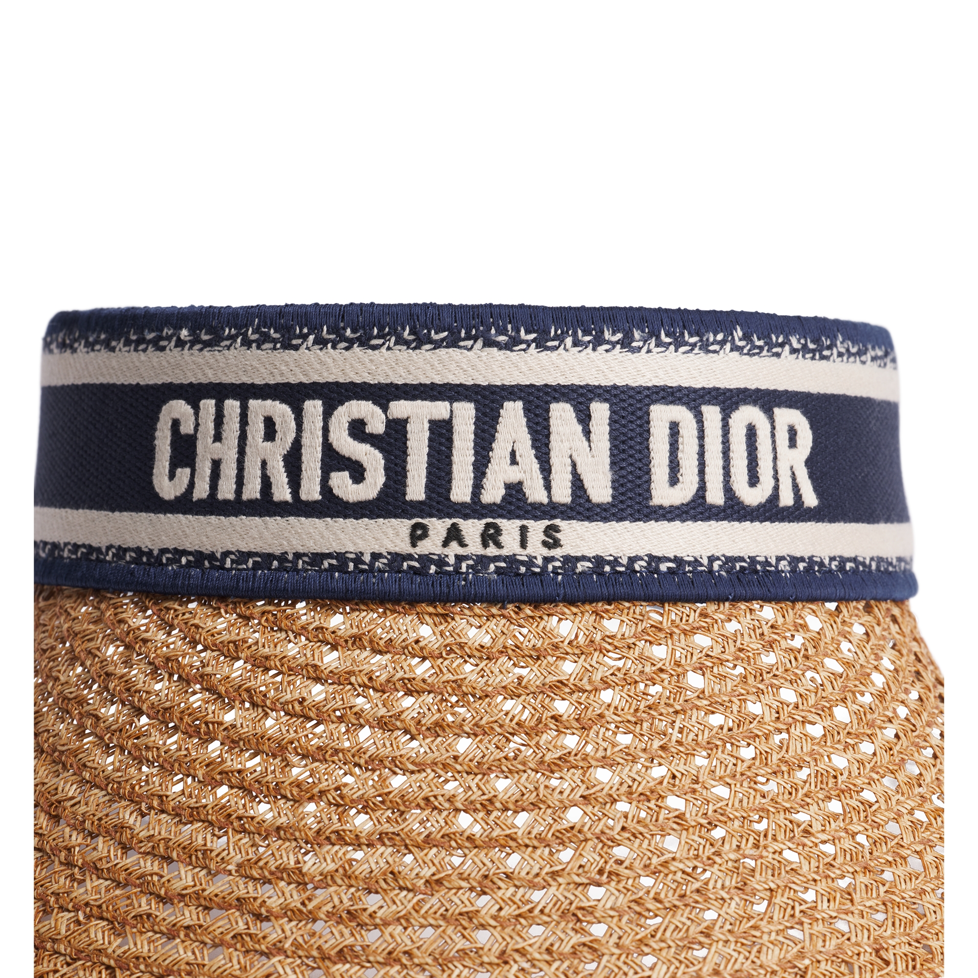 D-Ocean Visor with Mitzah Straw with Blue and White Embroidered Band E09