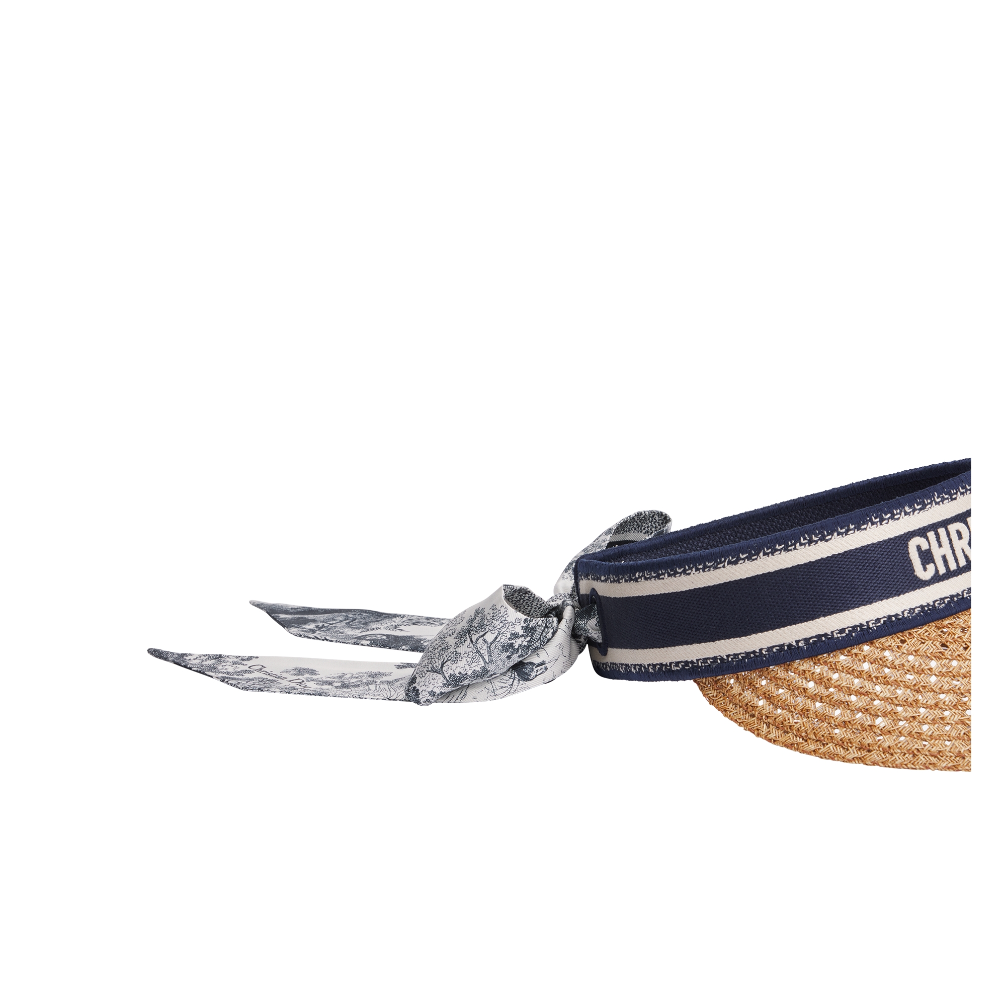 D-Ocean Visor with Mitzah Straw with Blue and White Embroidered Band E10
