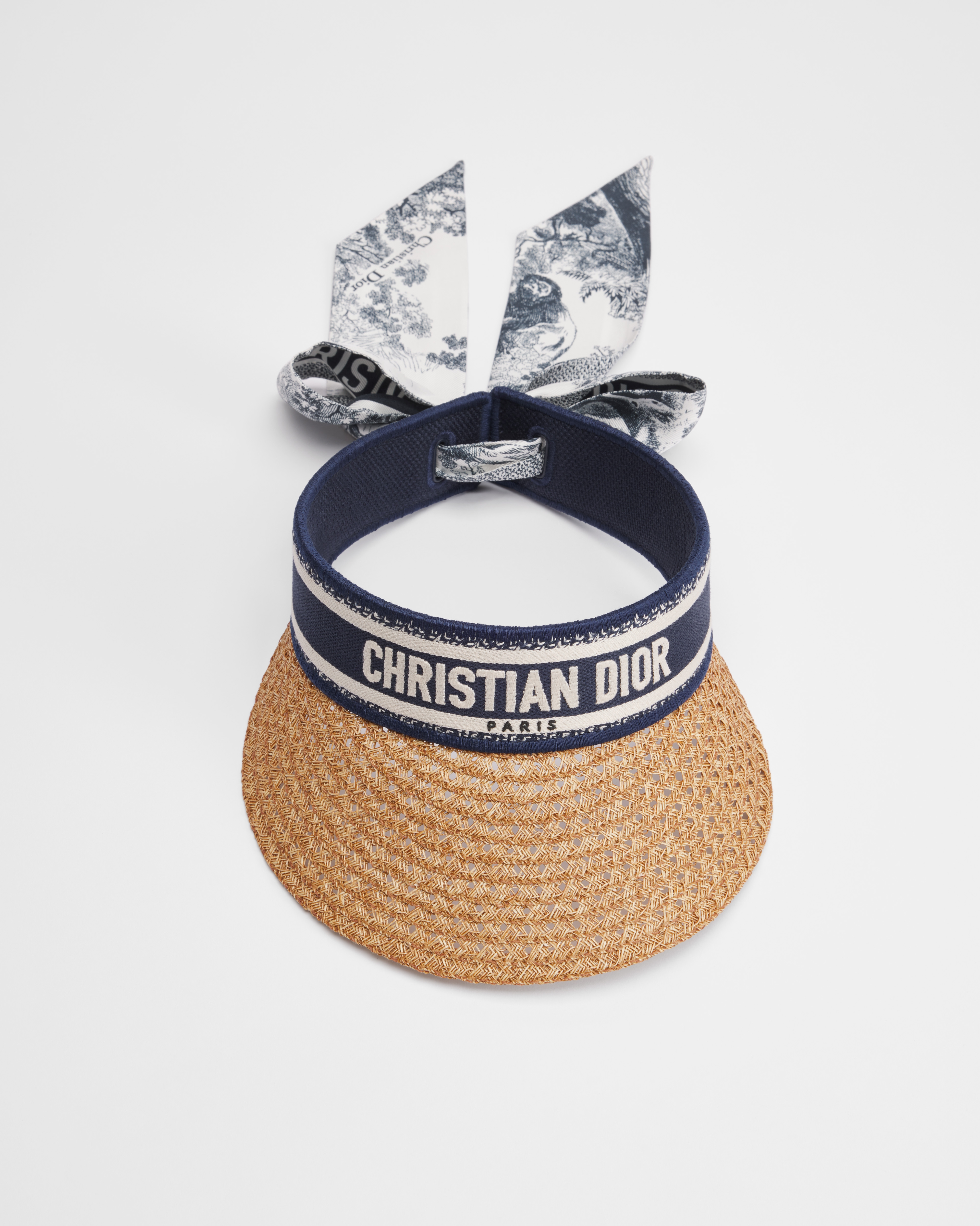 Visière D-Ocean avec Mitzah Paille et bande brodée bleue et blanche E06