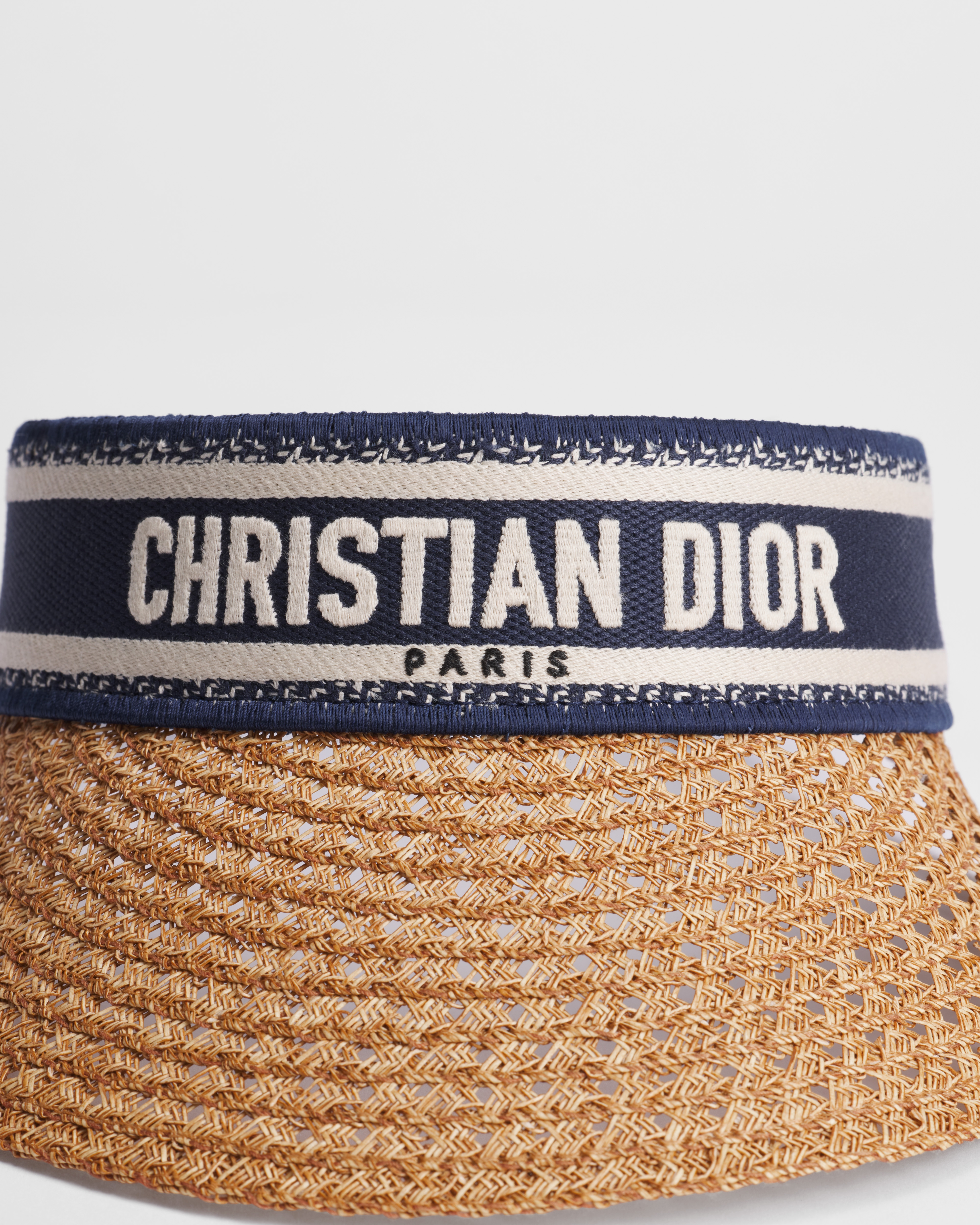 Visière D-Ocean avec Mitzah Paille et bande brodée bleue et blanche E09