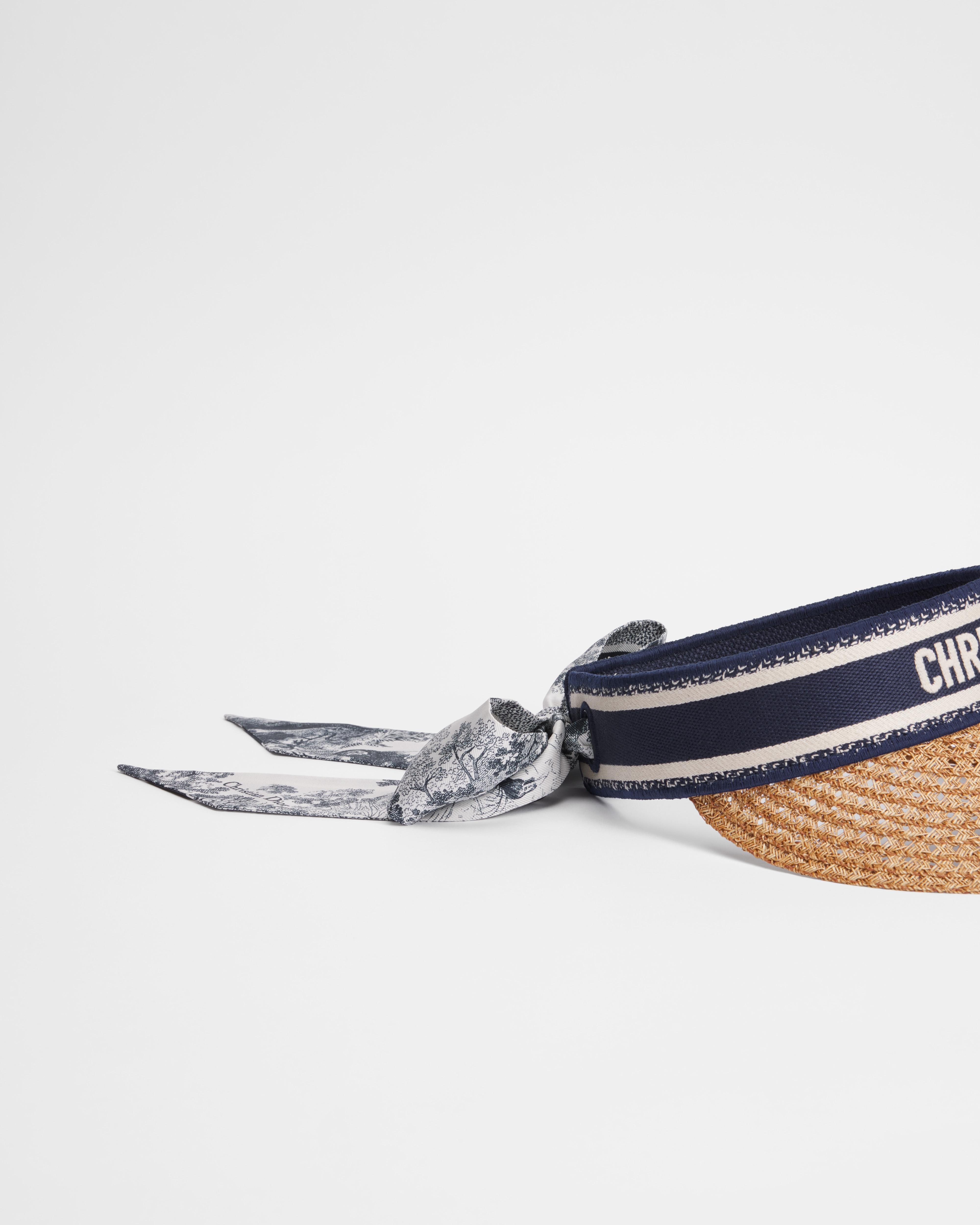 Visière D-Ocean avec Mitzah Paille et bande brodée bleue et blanche E10