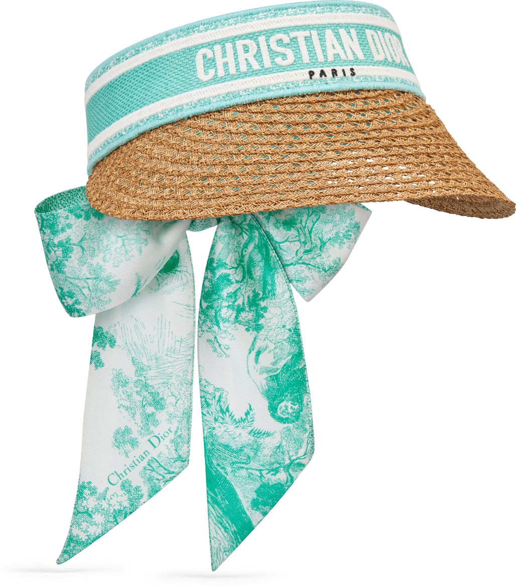 Dioriviera D-Ocean Visor with Mitzah Straw with Aquamarina and White ...