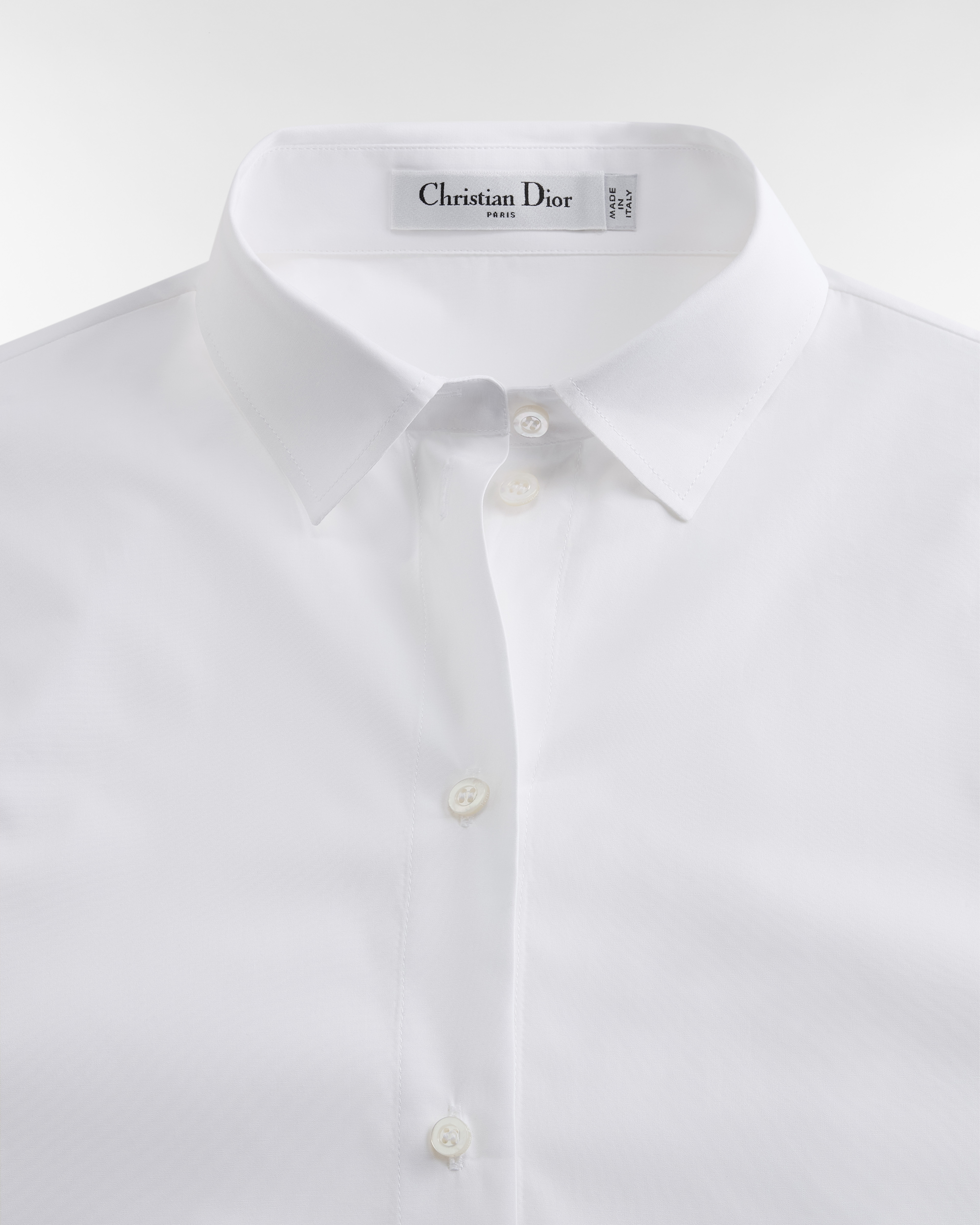 Blouse with Puff Sleeves White Cotton Poplin E09