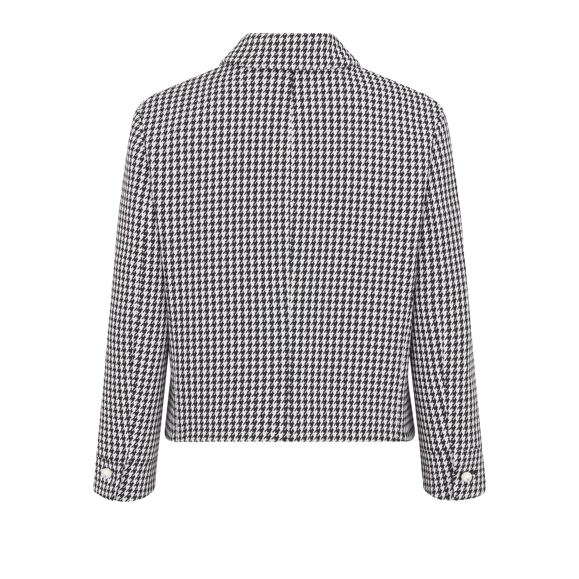 Cropped Jacket Black and White Houndstooth Wool | DIOR