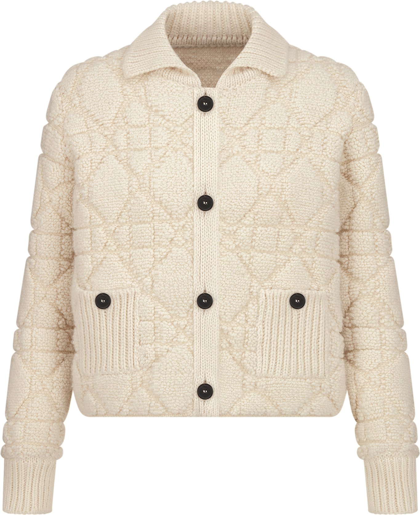 Cannage Jacket White Technical Wool and Cashmere Knit DIOR