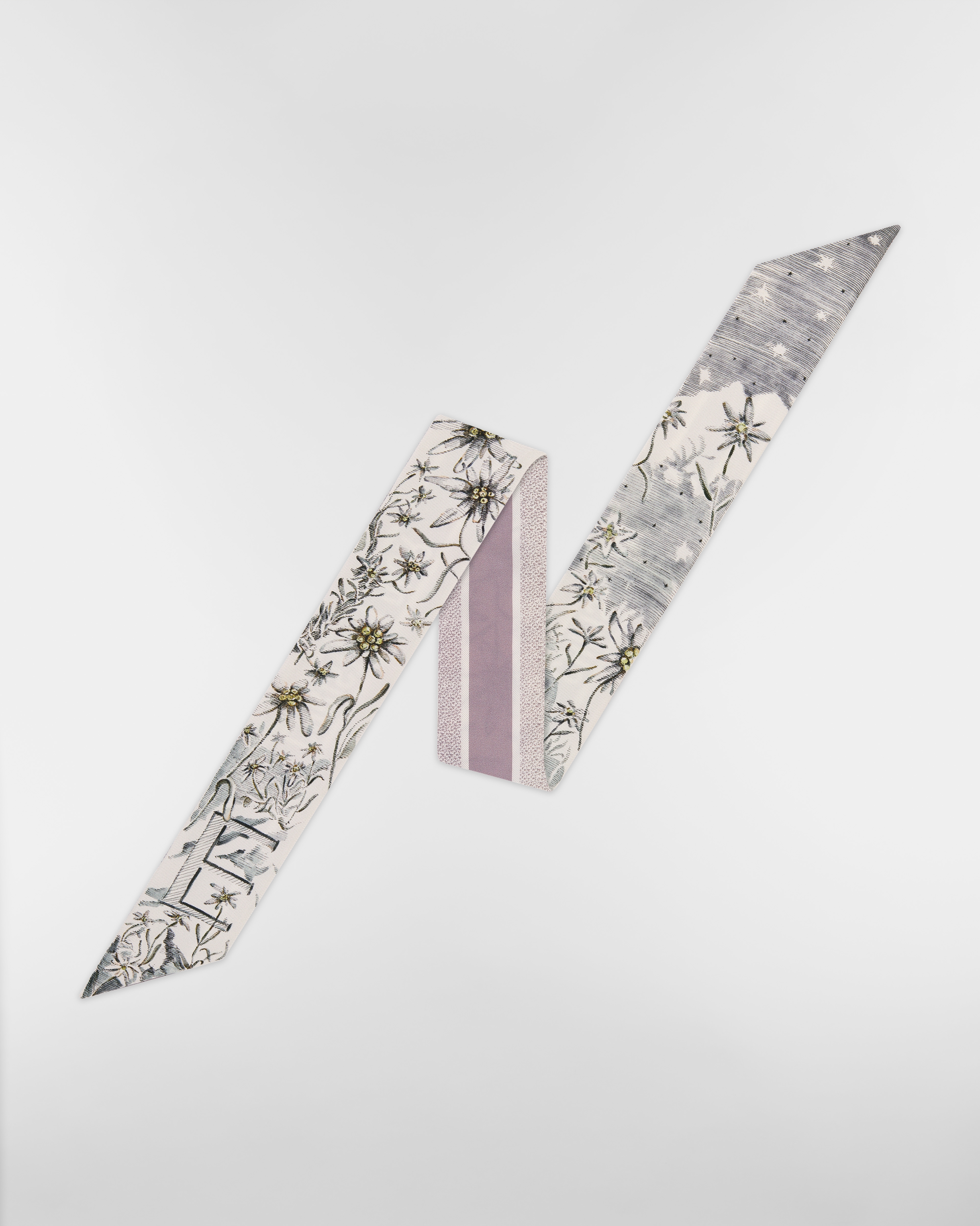ABCDior E Edelweiss - Étoile Mitzah Scarf Ivory Multicolor Silk Twill E01
