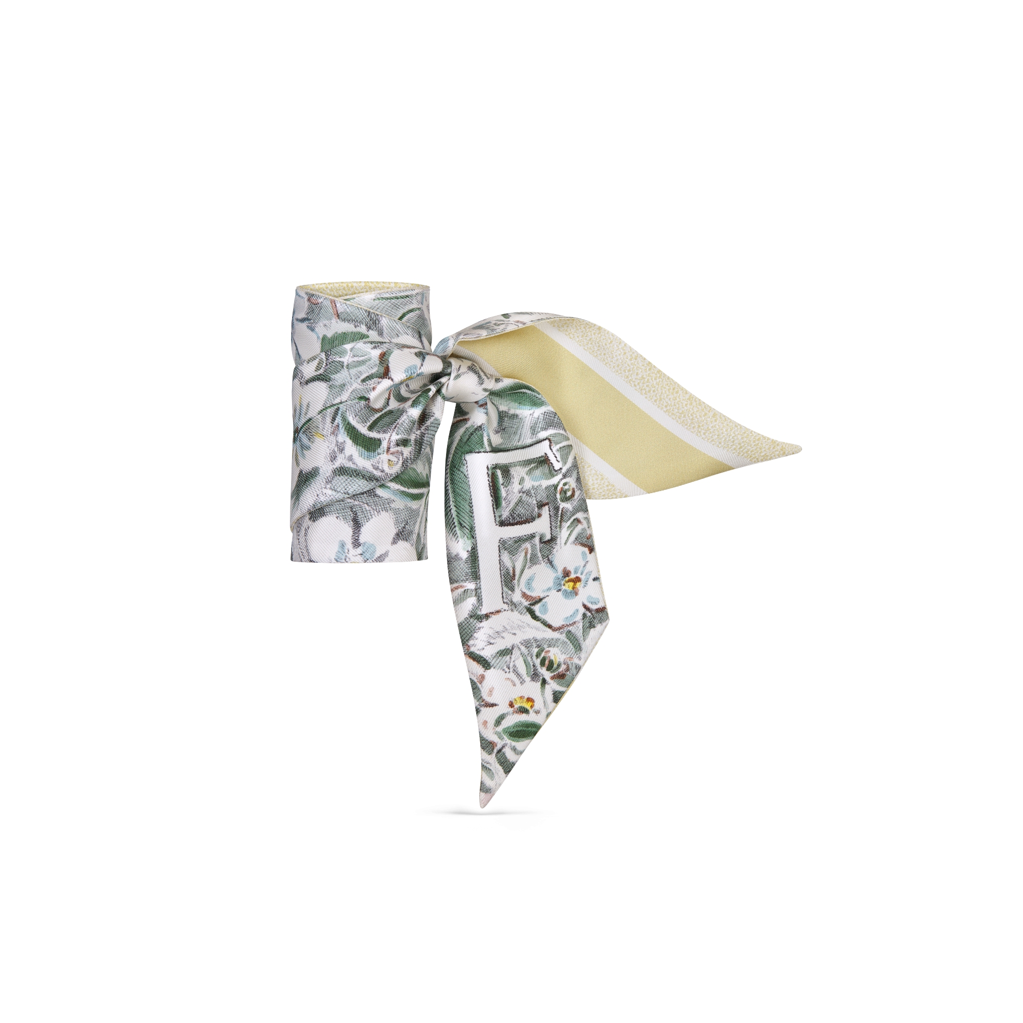 ABCDior F Fraisier des Bois - Fortune Mitzah-sjaal Ivoor, veelkleurige zijden keperstof E03