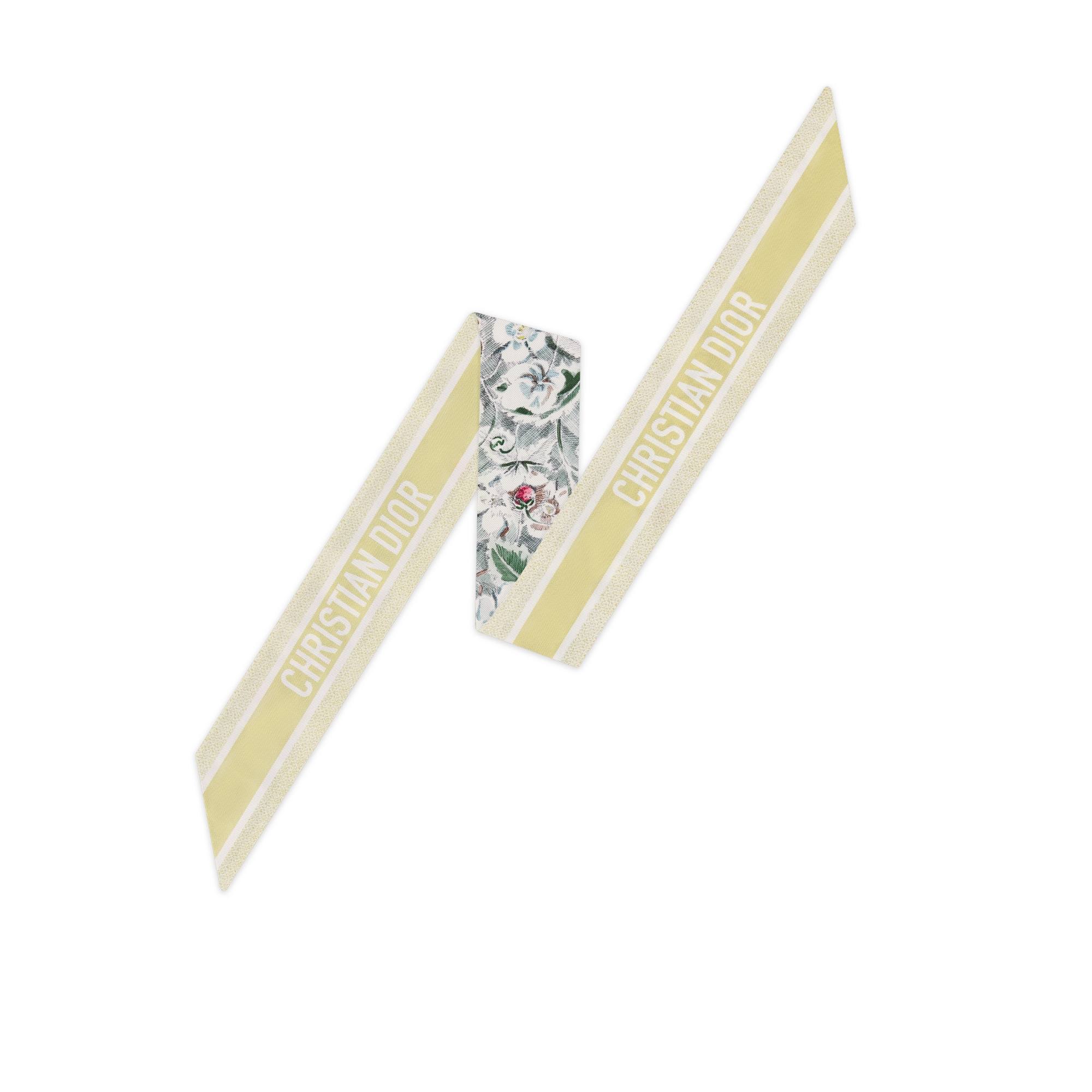 ABCDior F Fraisier des Bois - Fortune Mitzah-sjaal Ivoor, veelkleurige zijden keperstof E08