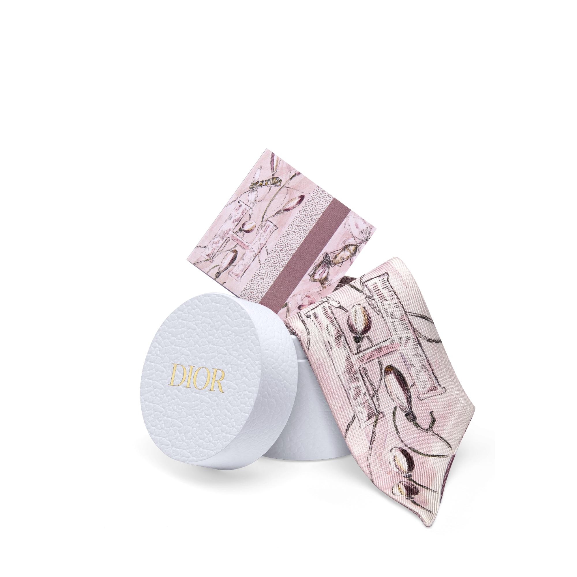 ABCDior H Hémérocalle - Heures Mitzah Scarf Ivory Multicolor Silk Twill E10