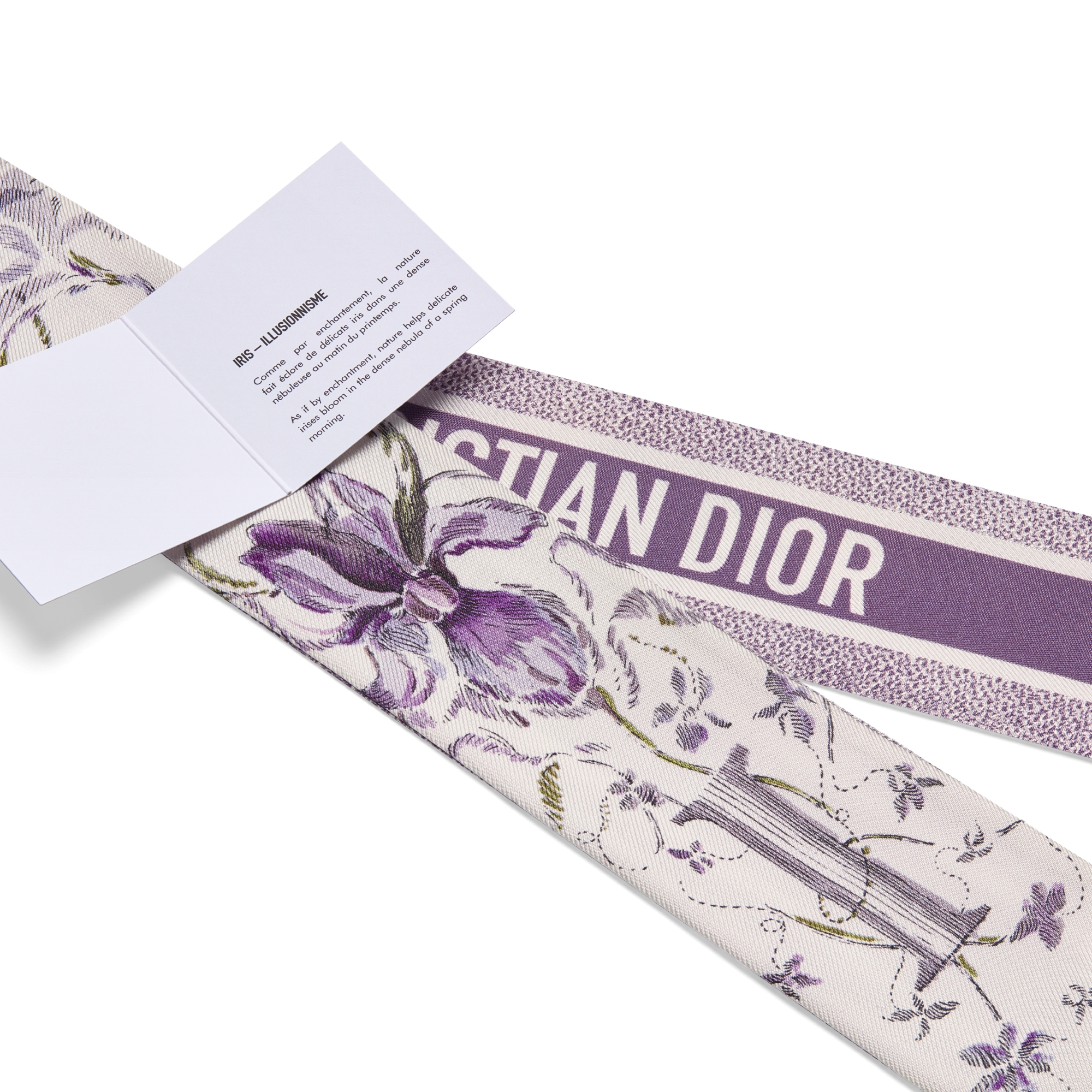 ABCDior I Iris - Illusionnisme Mitzah-sjaal Ivoor, veelkleurige zijden keperstof E09