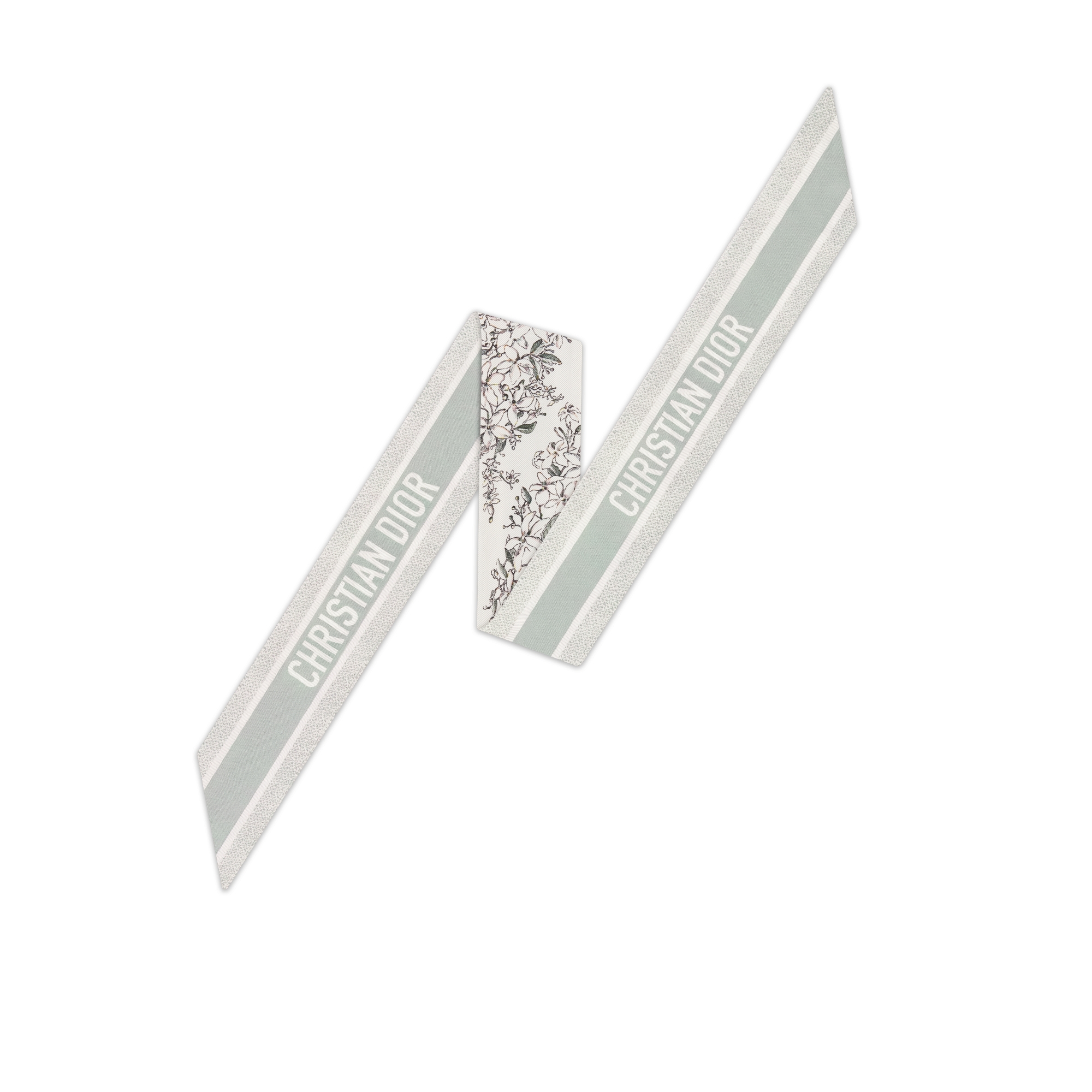 ABCDior J Jasmin - Jardin Blanc Mitzah Scarf Ivory Multicolor Silk Twill E08