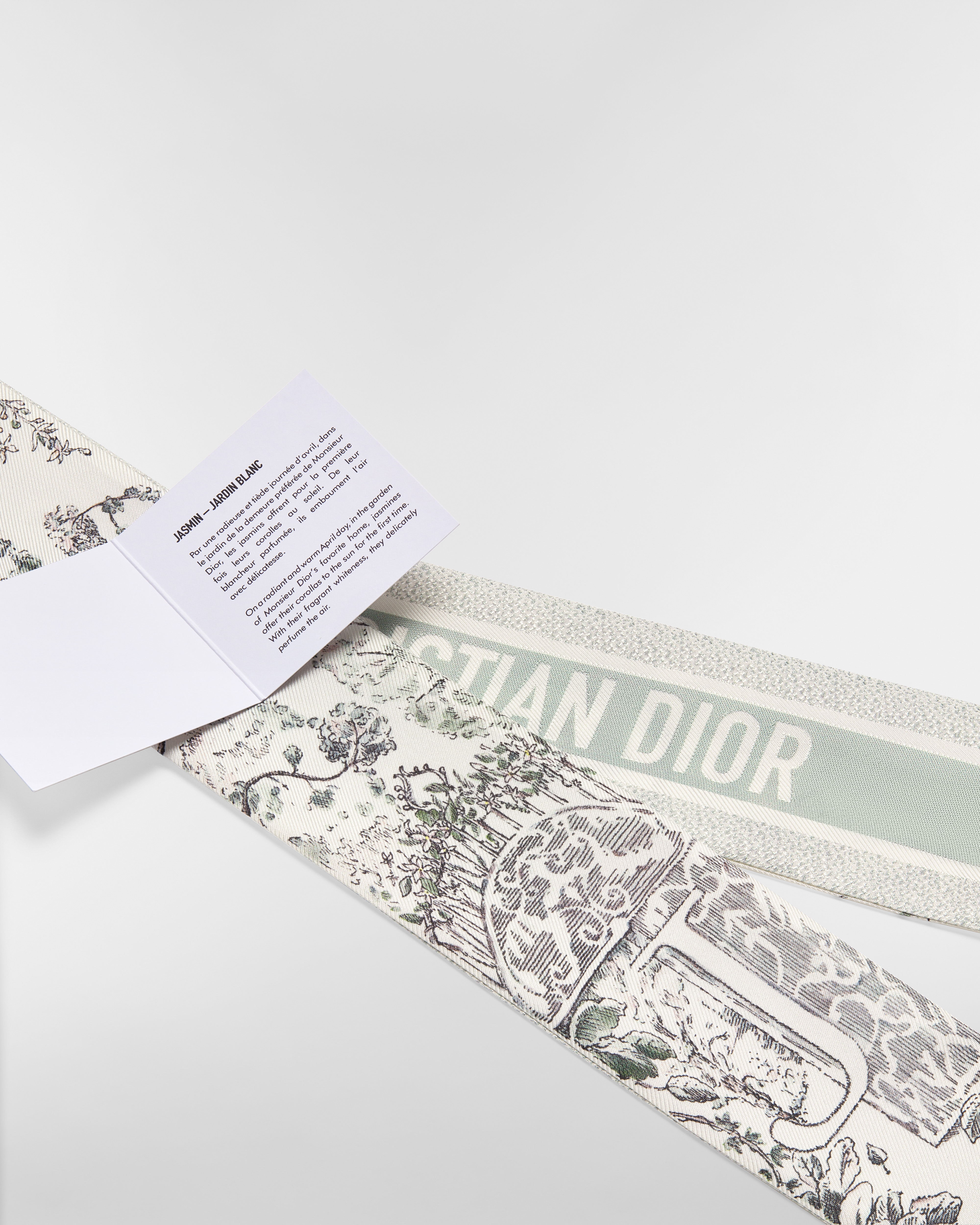 ABCDior J Jasmin - Jardin Blanc 미차 스카프 아이보리 멀티 컬러 실크 트윌 E09