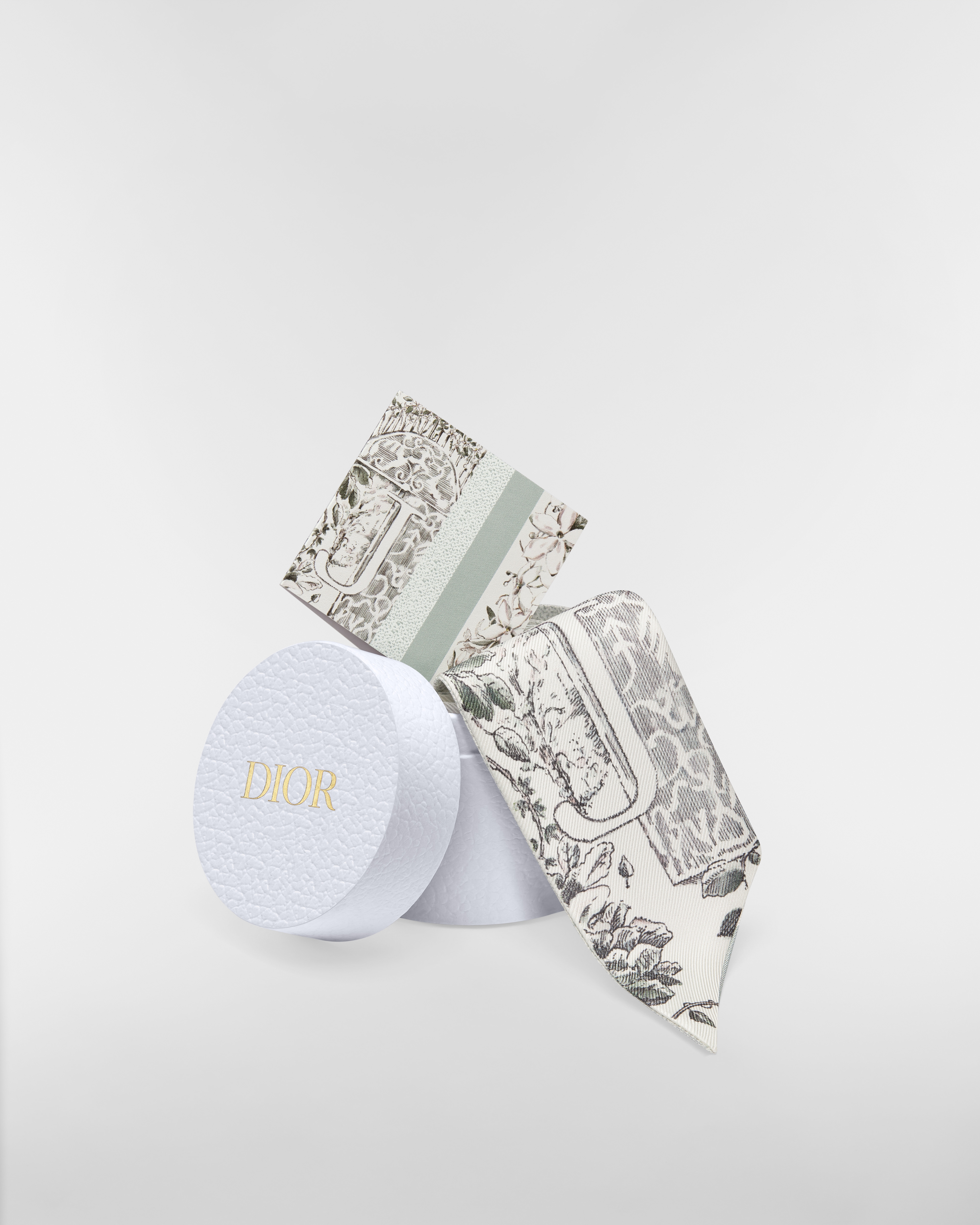 ABCDior J Jasmin - Jardin Blanc 미차 스카프 아이보리 멀티 컬러 실크 트윌 E10