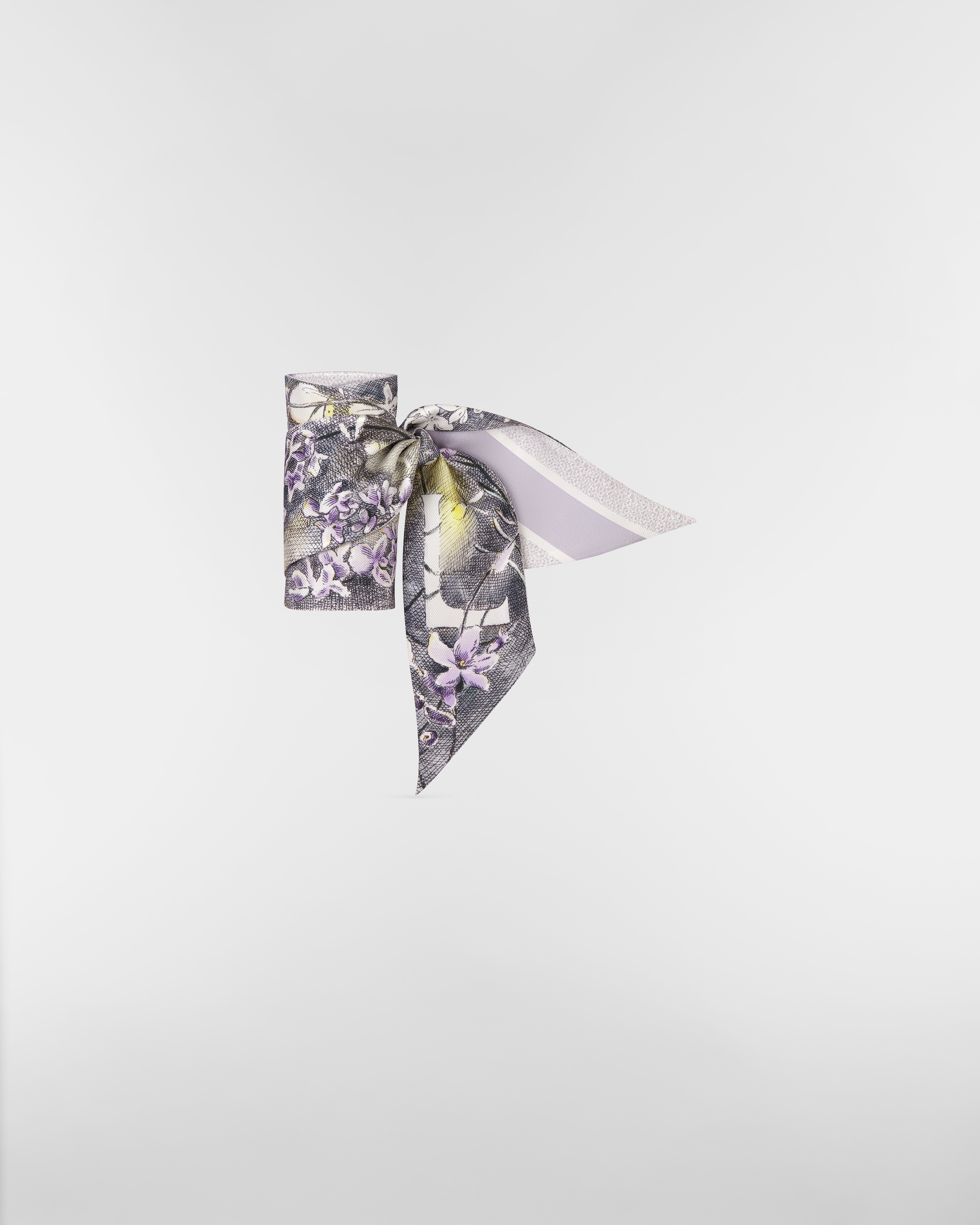 ABCDior L Lavande - Lumière Mitzah-sjaal Ivoorkleurige en veelkleurige zijden keperstof E03